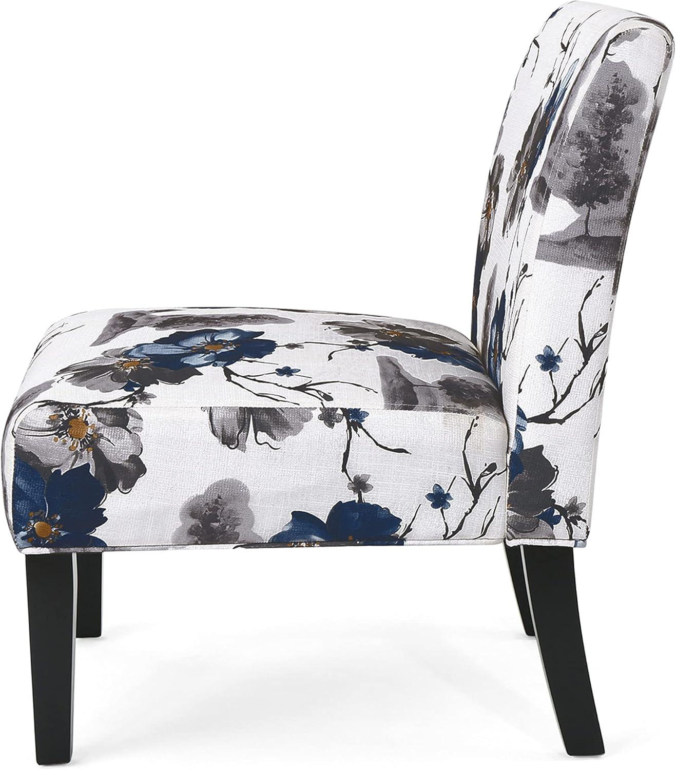 image:imageChristopher Knight Home Kendal Set of 2 Fabric Upholstered Club Chair Floral Print Modern Armless Accent Chair for Living Room Comfy Slipper Chair for Bedroom Home Office BlueWhite
