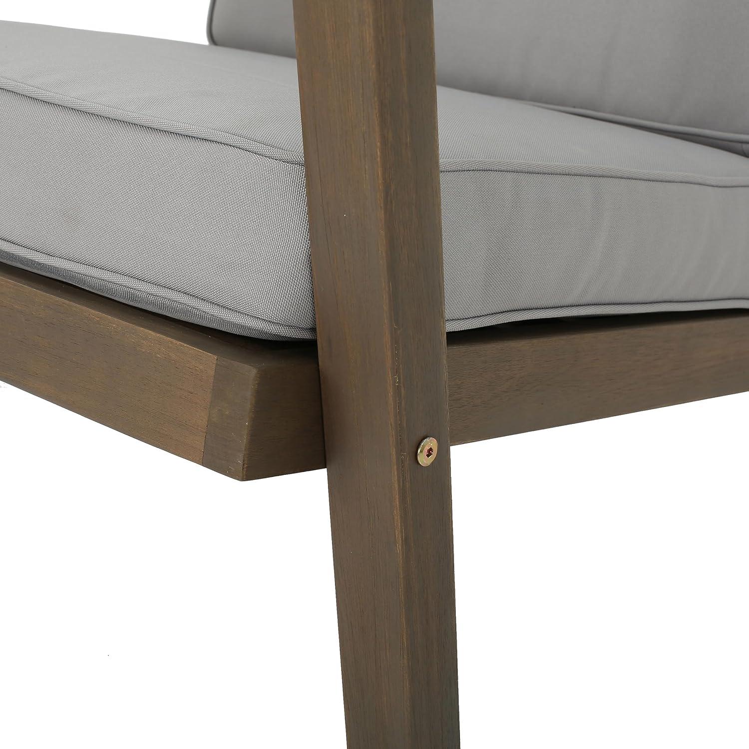 image:imageChristopher Knight Home Leah 2Seater Acacia Wood Outdoor Patio Furniture Set Outdoor Conversation Chat Set with Cushion Adirondack Chairs Set of 2 Side Table Set for Backyard Balcony TeakBeigeGrey Finish Grey