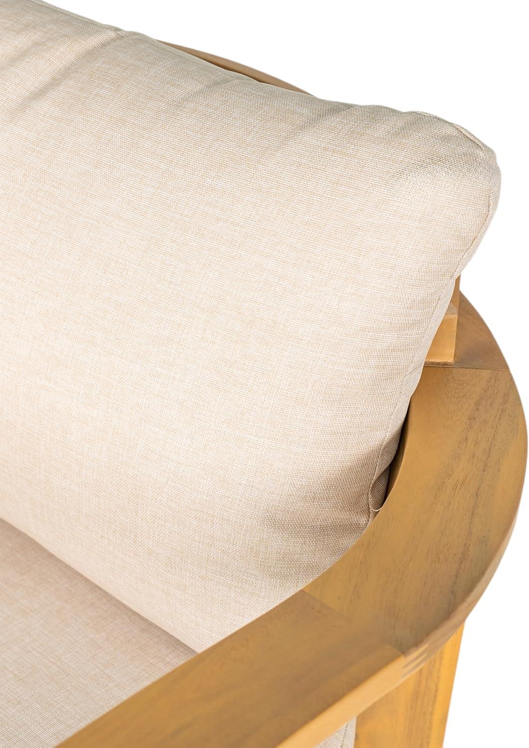 image:imageChristopher Knight Home Lucky Patio Acacia Wood Club Chair with Cushions Comfy Lounge Chair Outdoor Stylish Garden Seating SemiCircular Back Armchair for Porch Backyard Beige Light Teak