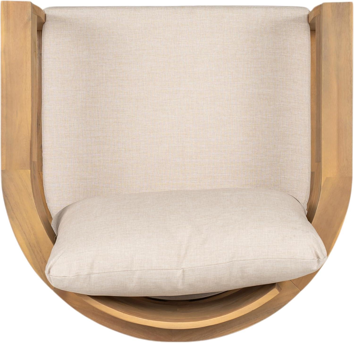 image:imageChristopher Knight Home Lucky Patio Acacia Wood Club Chair with Cushions Comfy Lounge Chair Outdoor Stylish Garden Seating SemiCircular Back Armchair for Porch Backyard Beige Light Teak
