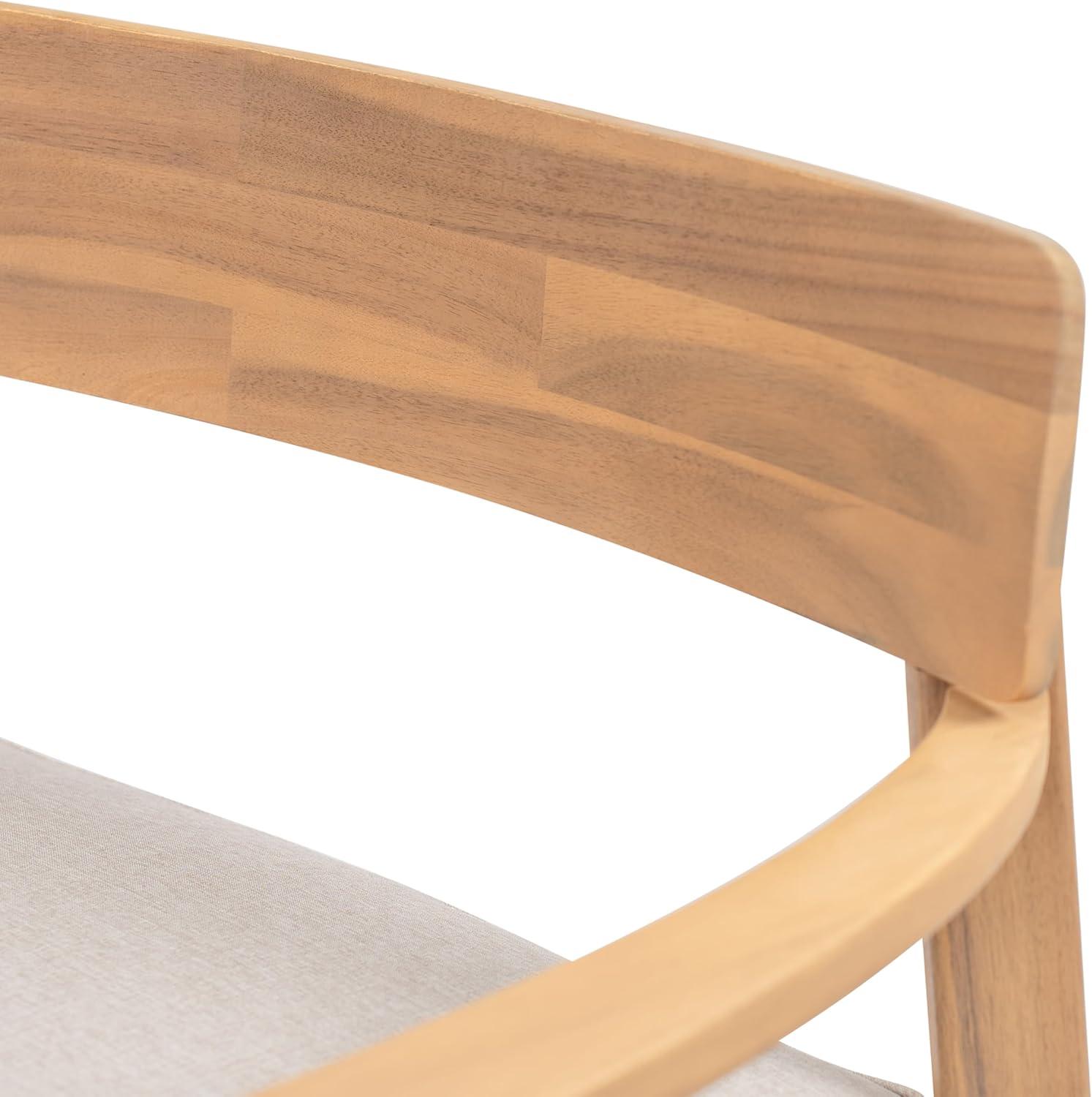 image:imageChristopher Knight Home Manny Acacia Wood Patio Accent Chair Wooden Lounge Chair Outdoor Comfy Reading Chair with Removable Cushion Curved Backrest Lounge Sofa Garden Poolside Seating TeakBeige