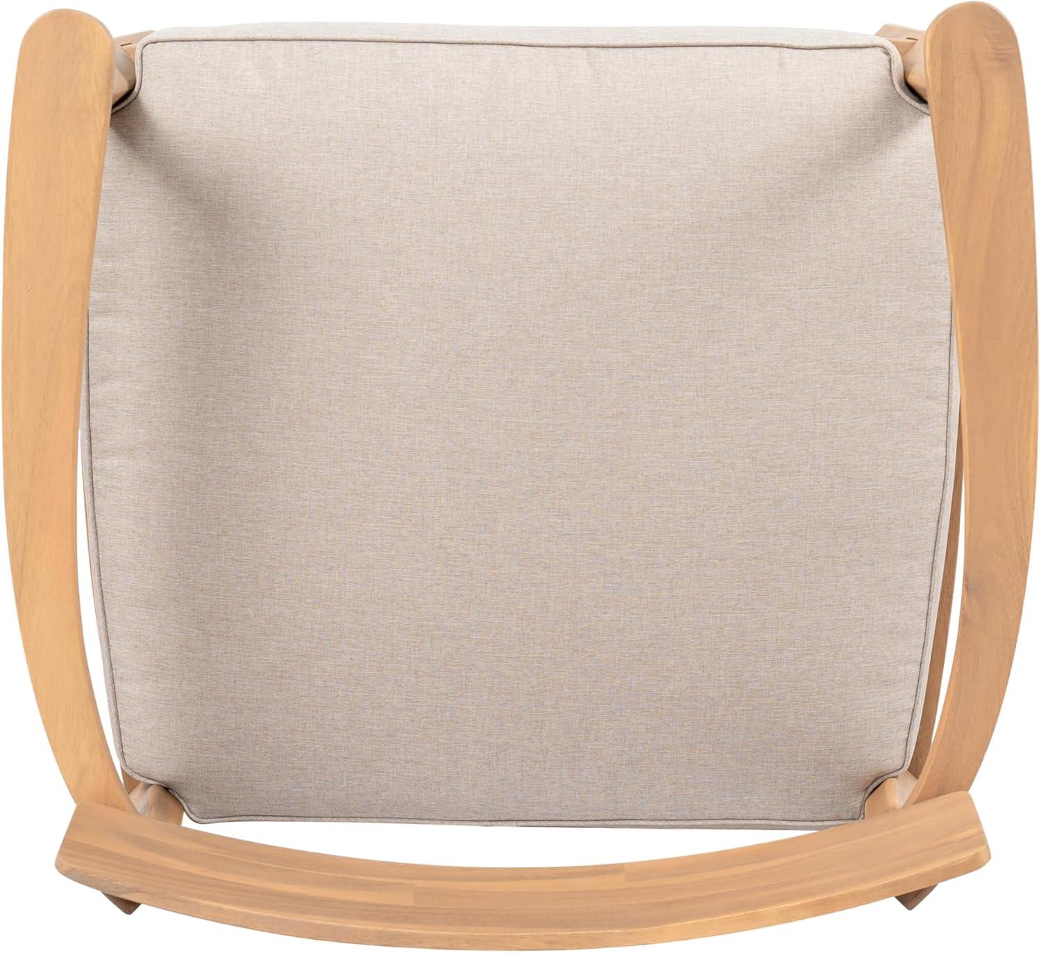 image:imageChristopher Knight Home Manny Acacia Wood Patio Accent Chair Wooden Lounge Chair Outdoor Comfy Reading Chair with Removable Cushion Curved Backrest Lounge Sofa Garden Poolside Seating TeakBeige