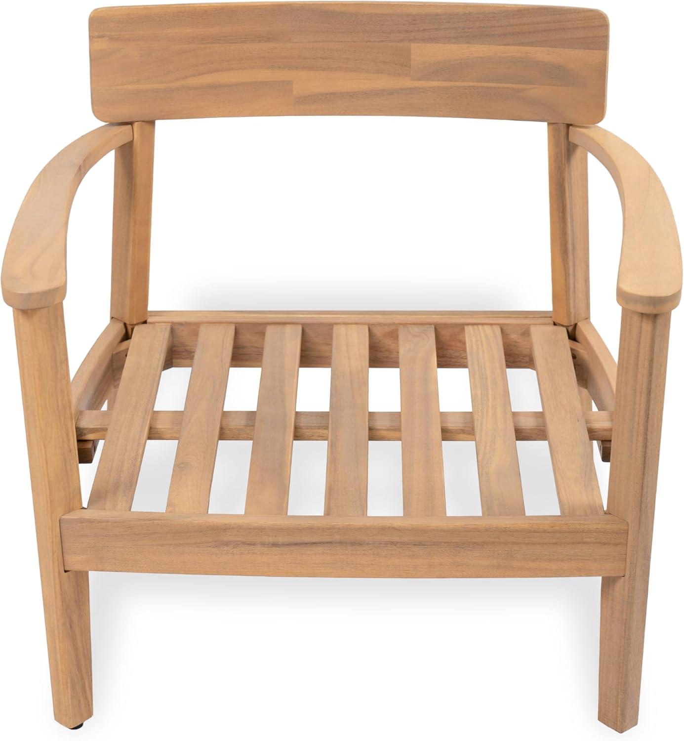 image:imageChristopher Knight Home Manny Acacia Wood Patio Accent Chair Wooden Lounge Chair Outdoor Comfy Reading Chair with Removable Cushion Curved Backrest Lounge Sofa Garden Poolside Seating TeakBeige