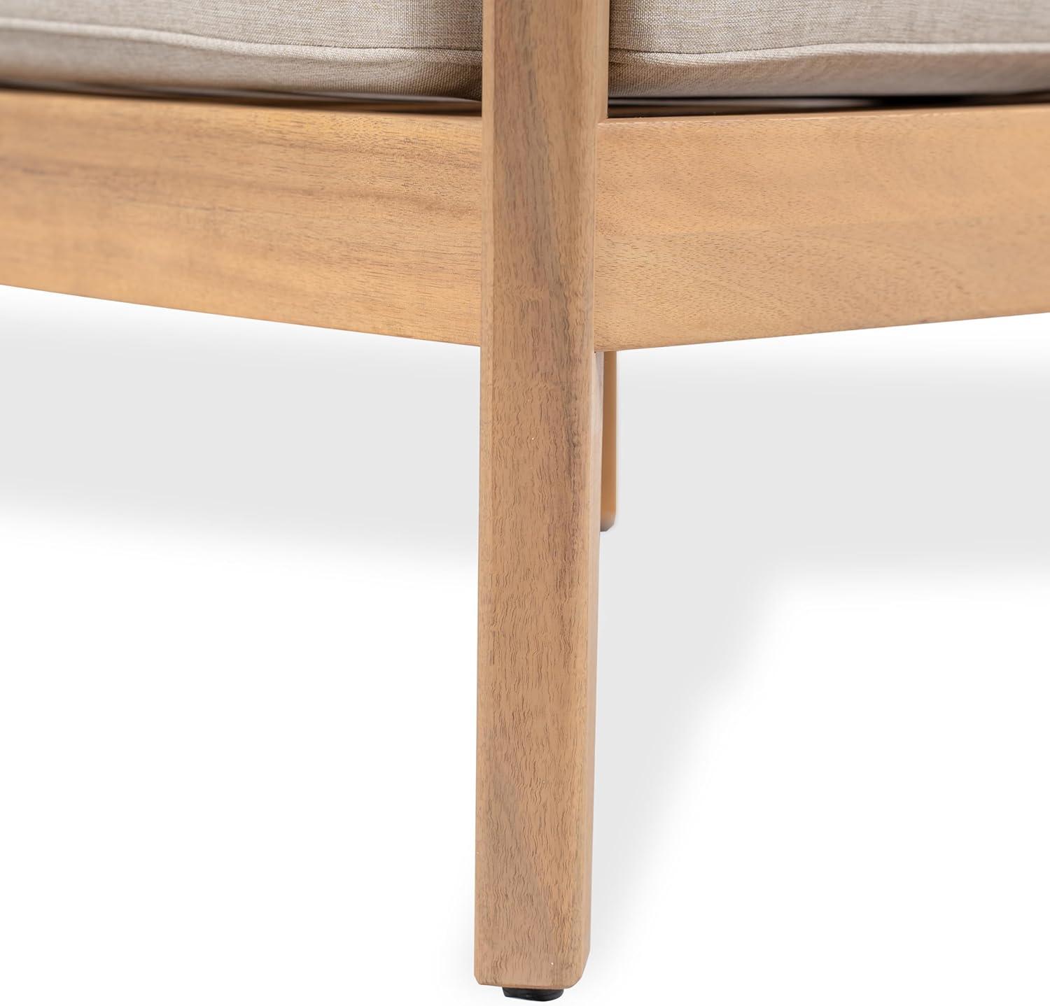 image:imageChristopher Knight Home Manny Acacia Wood Patio Accent Chair Wooden Lounge Chair Outdoor Comfy Reading Chair with Removable Cushion Curved Backrest Lounge Sofa Garden Poolside Seating TeakBeige