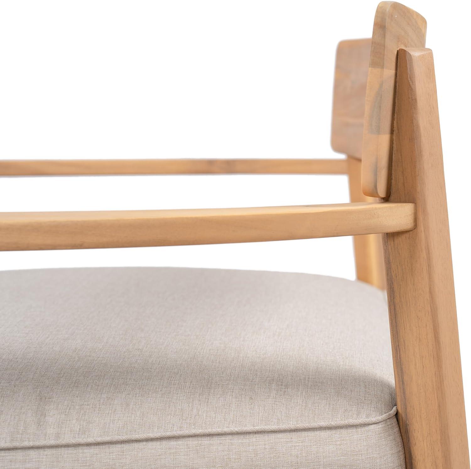 image:imageChristopher Knight Home Manny Acacia Wood Patio Accent Chair Wooden Lounge Chair Outdoor Comfy Reading Chair with Removable Cushion Curved Backrest Lounge Sofa Garden Poolside Seating TeakBeige