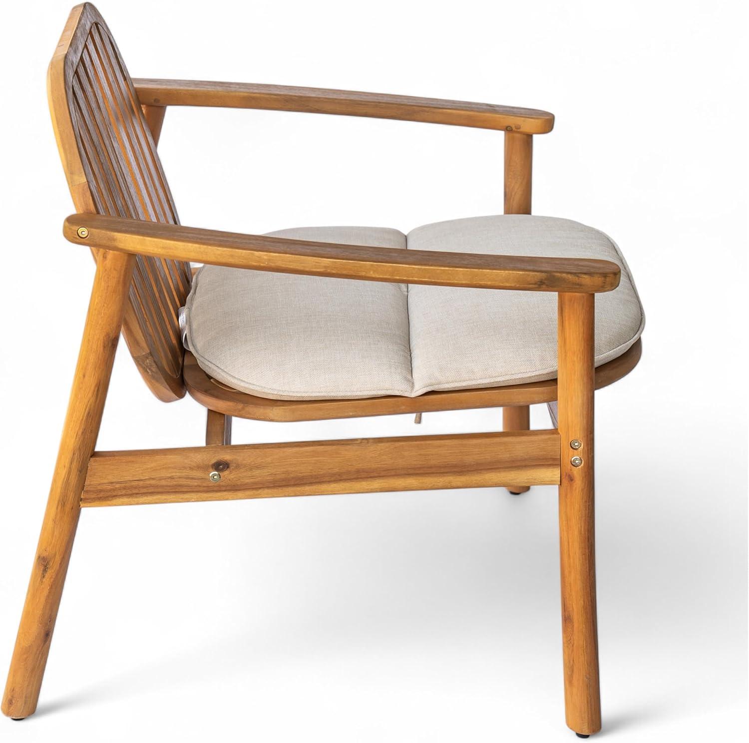 image:imageChristopher Knight Home Meja Acacia Wood Outdoor Club Chair Set of 2 with Cushion Wooden Patio Accent Armchair Comfy Lounge Chair Outdoor Set Patio Furniture with Cushion TeakBeige