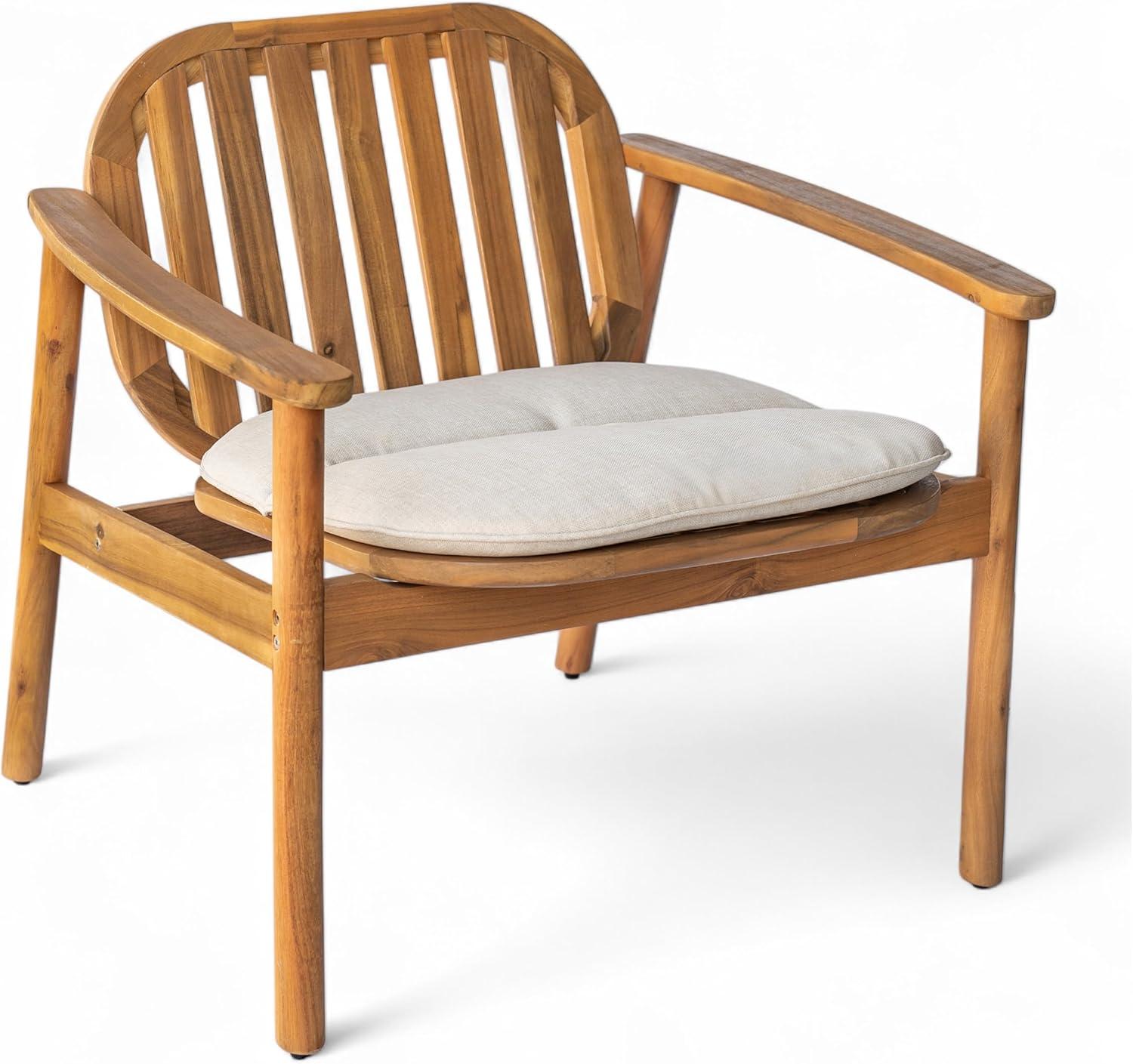 image:imageChristopher Knight Home Meja Acacia Wood Outdoor Club Chair Set of 2 with Cushion Wooden Patio Accent Armchair Comfy Lounge Chair Outdoor Set Patio Furniture with Cushion TeakBeige