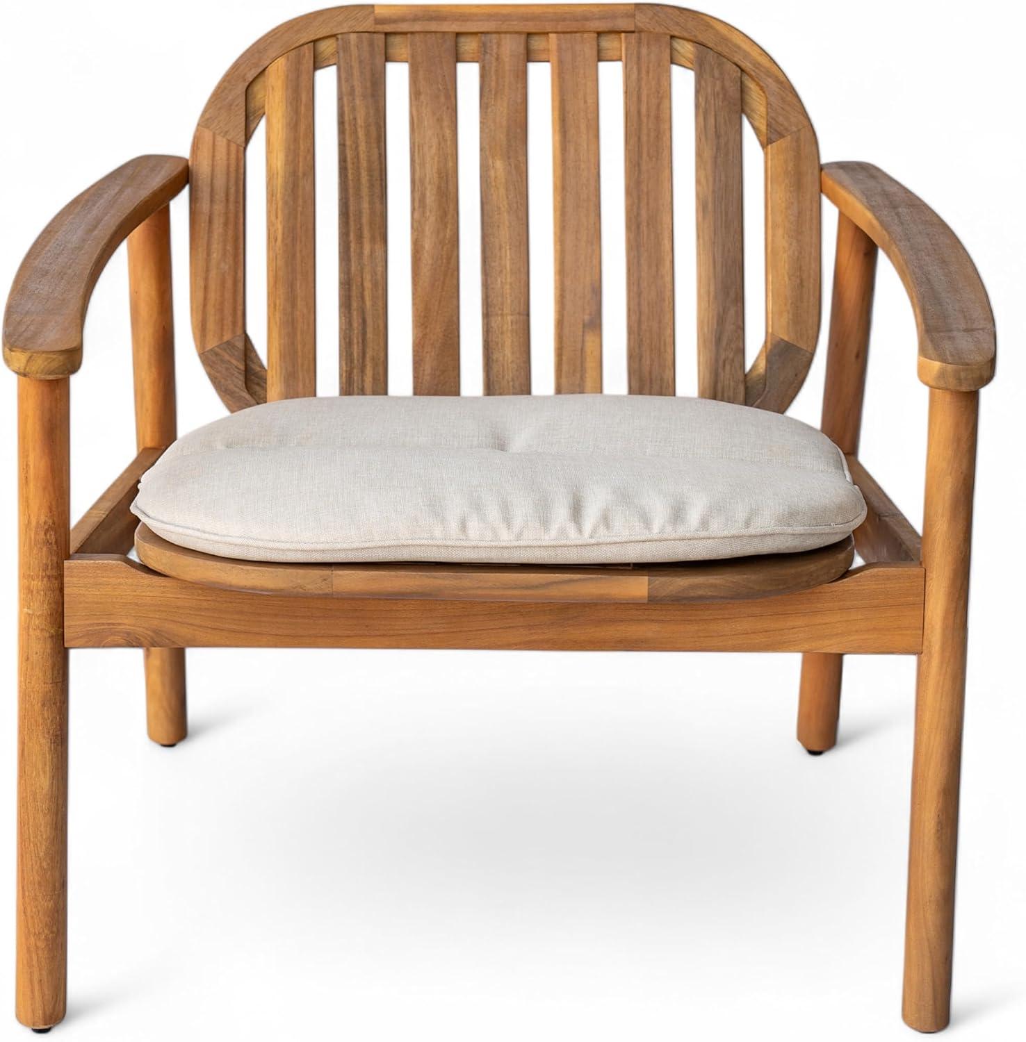 image:imageChristopher Knight Home Meja Acacia Wood Outdoor Club Chair Set of 2 with Cushion Wooden Patio Accent Armchair Comfy Lounge Chair Outdoor Set Patio Furniture with Cushion TeakBeige