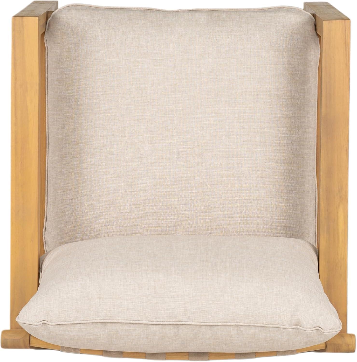 image:imageChristopher Knight Home Nancy Patio Acacia Wood Club Chair with Cushions Comfy Lounge Chair Outdoor Stylish Garden Seating Rope Weaving Back Ideal for Porch Backyard Beige Light Teak