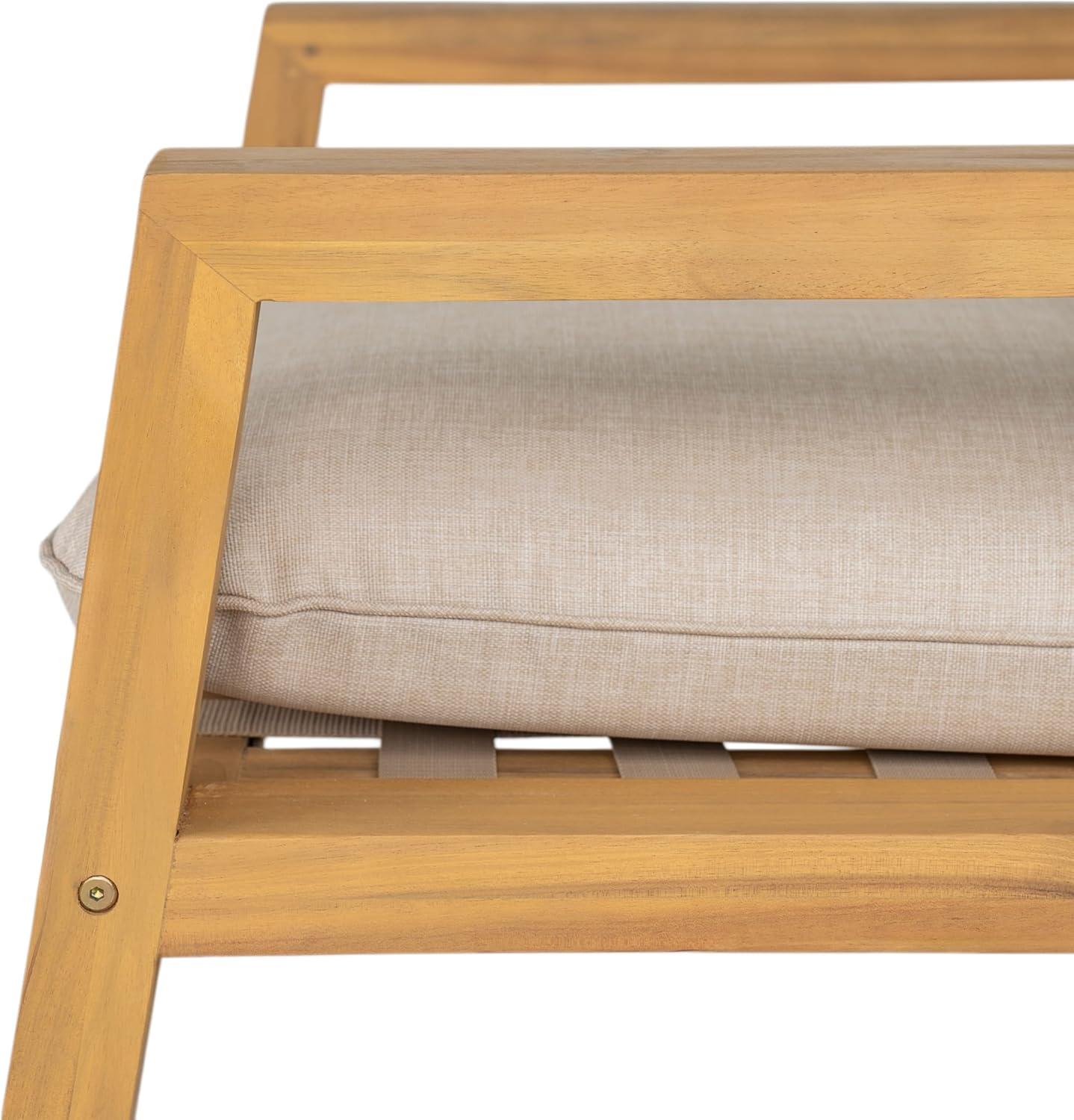 image:imageChristopher Knight Home Nancy Patio Acacia Wood Club Chair with Cushions Comfy Lounge Chair Outdoor Stylish Garden Seating Rope Weaving Back Ideal for Porch Backyard Beige Light Teak