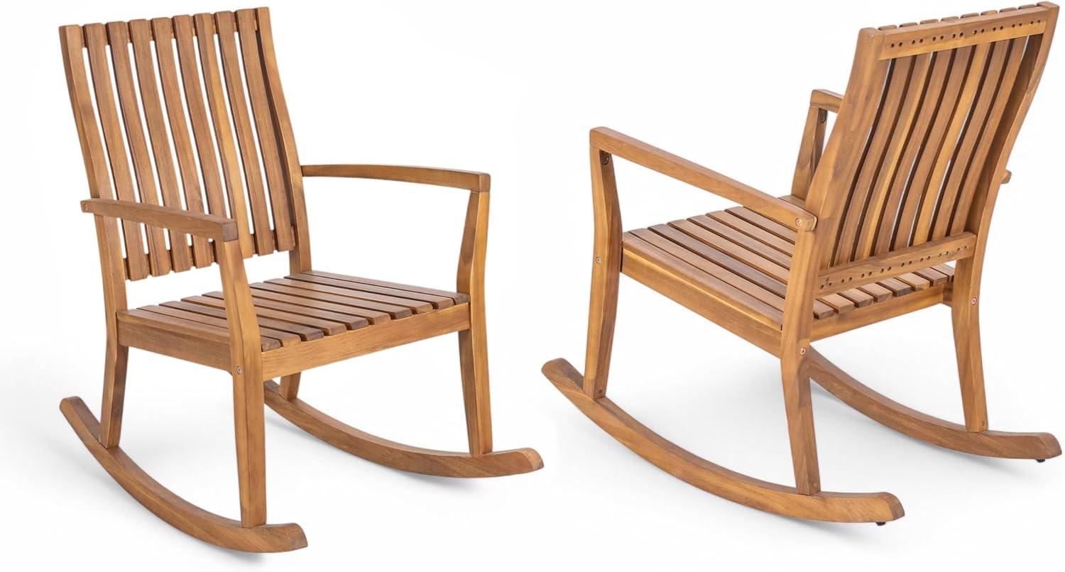 image:imageChristopher Knight Home Nycha Acacia Wood Rocking Chair Outdoor Set of 2 Patio Furniture Set Wooden Patio Single Sofa with Glider Function Lounge Chair Outdoor Teak