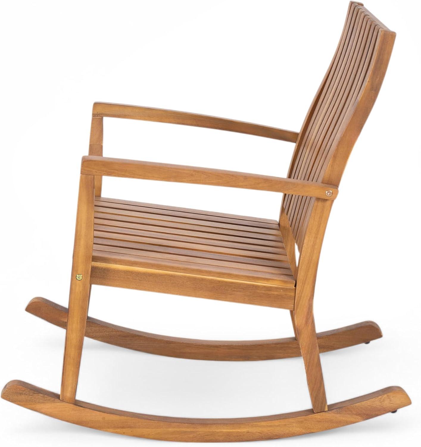 image:imageChristopher Knight Home Nycha Acacia Wood Rocking Chair Outdoor Set of 2 Patio Furniture Set Wooden Patio Single Sofa with Glider Function Lounge Chair Outdoor Teak