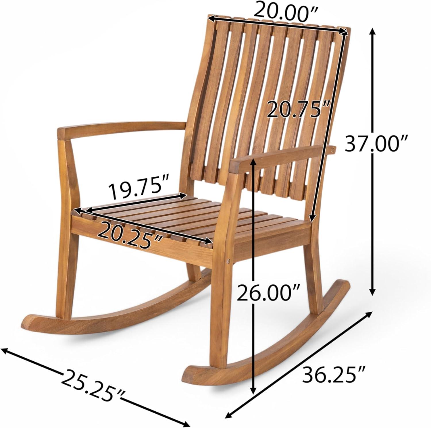 image:imageChristopher Knight Home Nycha Acacia Wood Rocking Chair Outdoor Set of 2 Patio Furniture Set Wooden Patio Single Sofa with Glider Function Lounge Chair Outdoor Teak