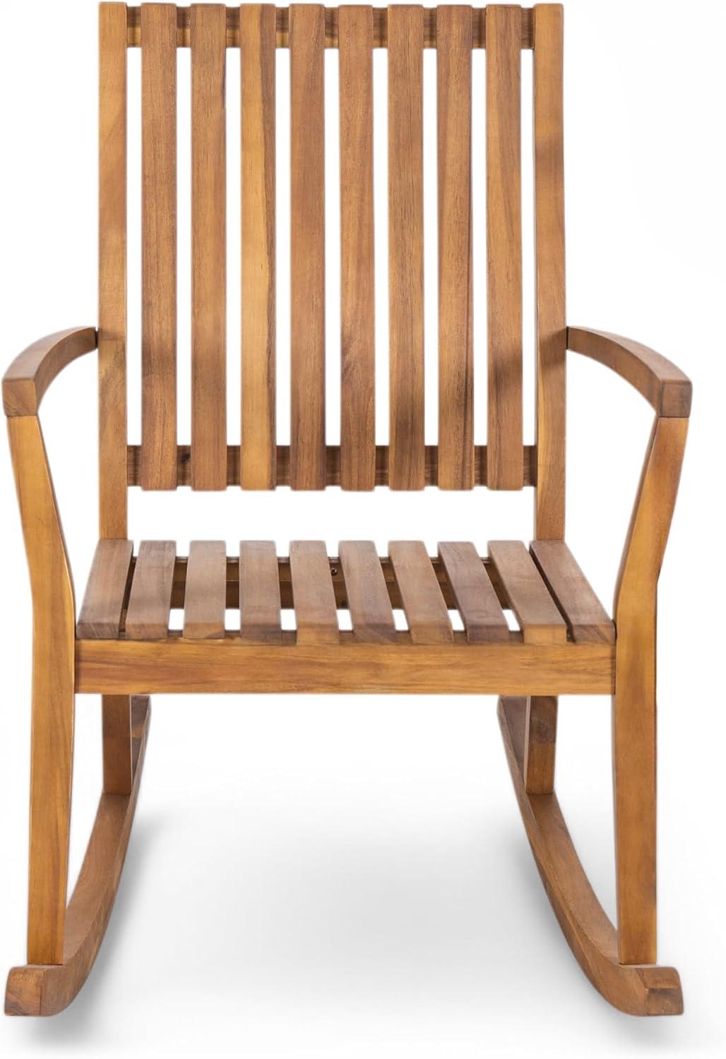 image:imageChristopher Knight Home Nycha Acacia Wood Rocking Chair Outdoor Set of 2 Patio Furniture Set Wooden Patio Single Sofa with Glider Function Lounge Chair Outdoor Teak