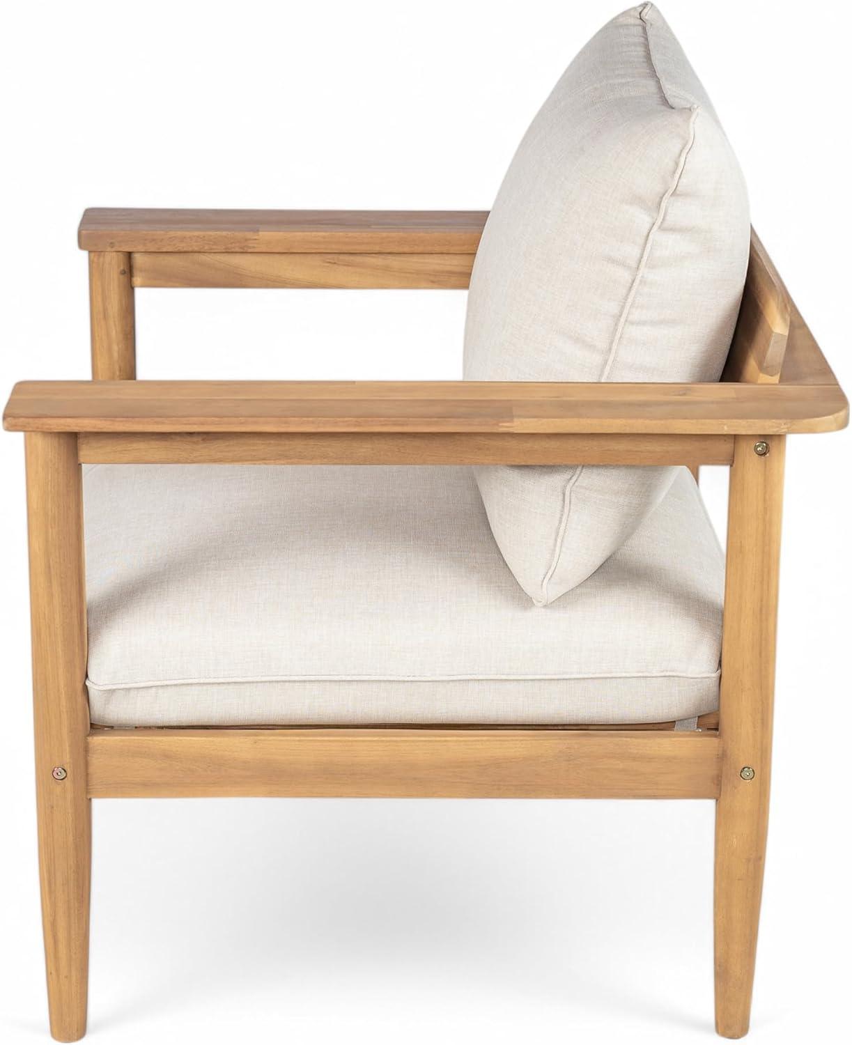 image:imageChristopher Knight Home Ordel Acacia Wood Patio Accent Chair with Ottoman Footrest Wooden Lounge Chair Outdoor and Ottoman Set Comfy Reading Chair with Footrest Stool BeigeLight Teak