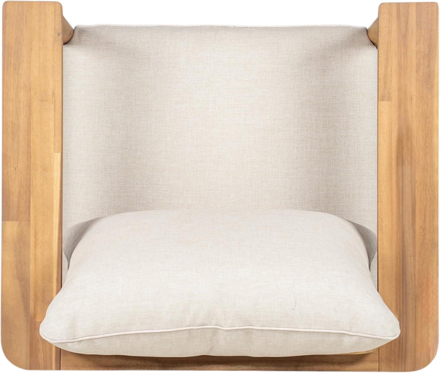 image:imageChristopher Knight Home Ordel Acacia Wood Patio Accent Chair with Removable Cushions Wooden Lounge Chair Outdoor with Wide Armrest Comfy Reading Chair for GardenBackyard BeigeLight Teak