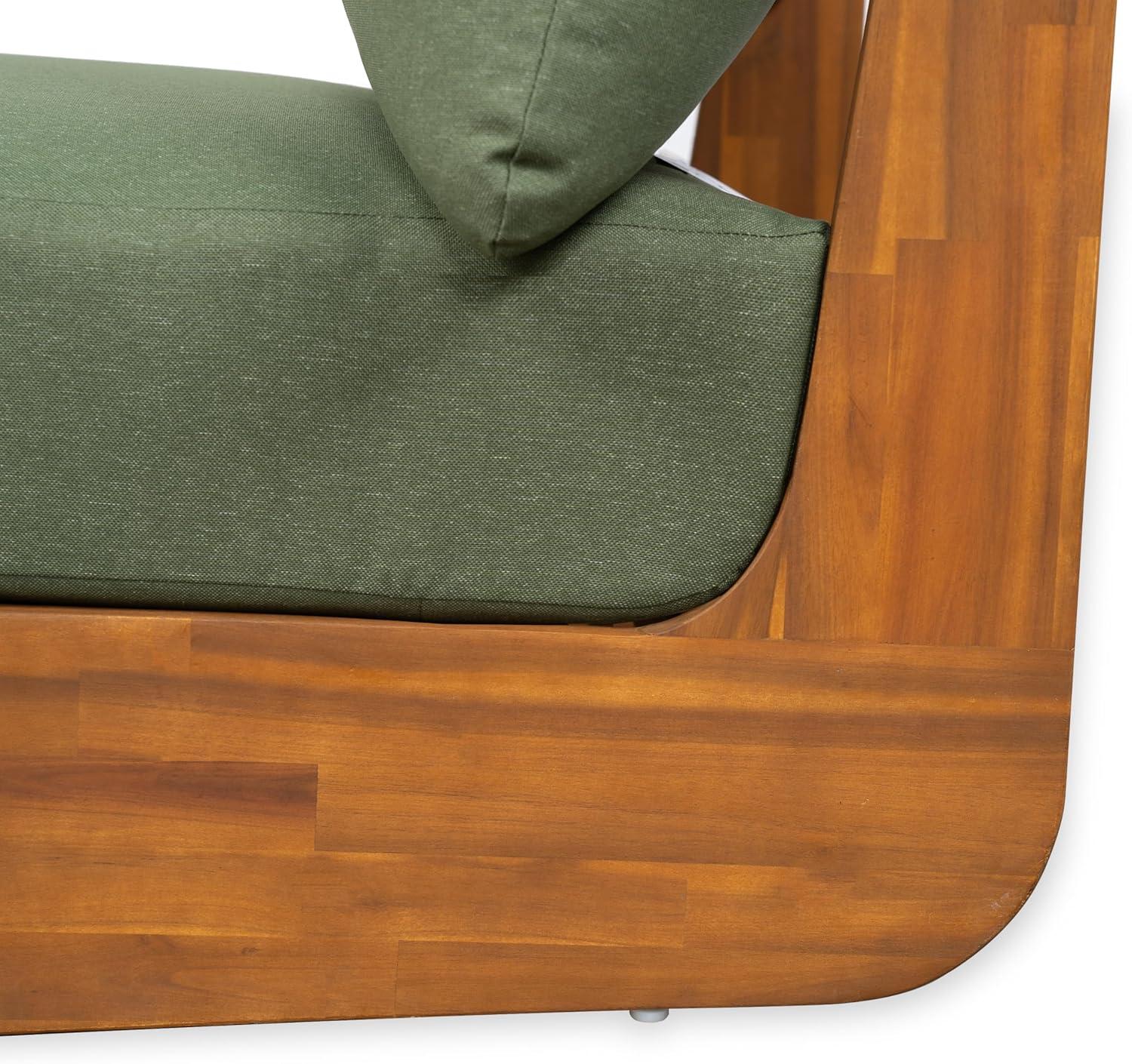 image:imageChristopher Knight Home Poppy Outdoor Club Chair with Water Resistant Acacia Wood Lounge Chair Outdoor Patio Low Profile Accent Chair Comfy Reading Chair for Garden Backyard Teak BeigeTeak Green
