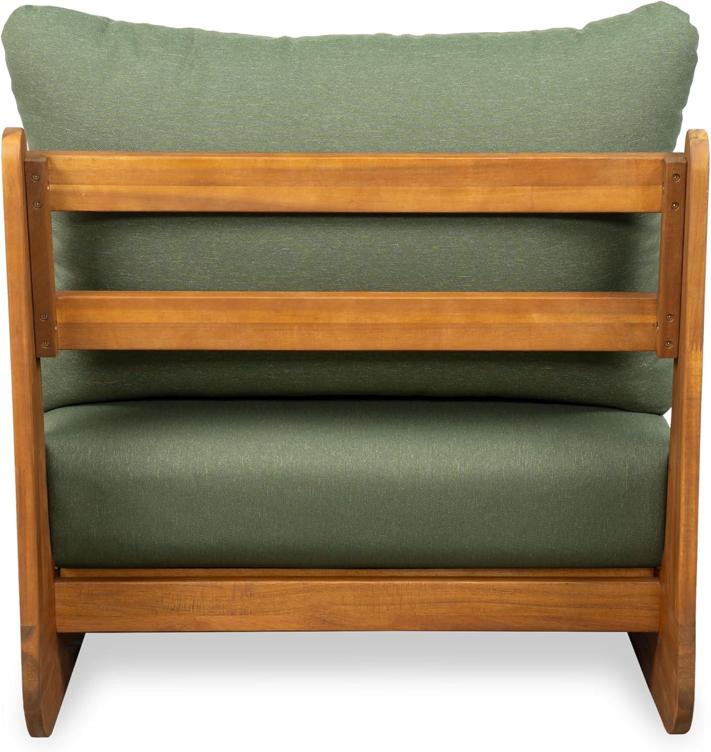 image:imageChristopher Knight Home Poppy Outdoor Club Chair with Water Resistant Acacia Wood Lounge Chair Outdoor Patio Low Profile Accent Chair Comfy Reading Chair for Garden Backyard Teak BeigeTeak Green