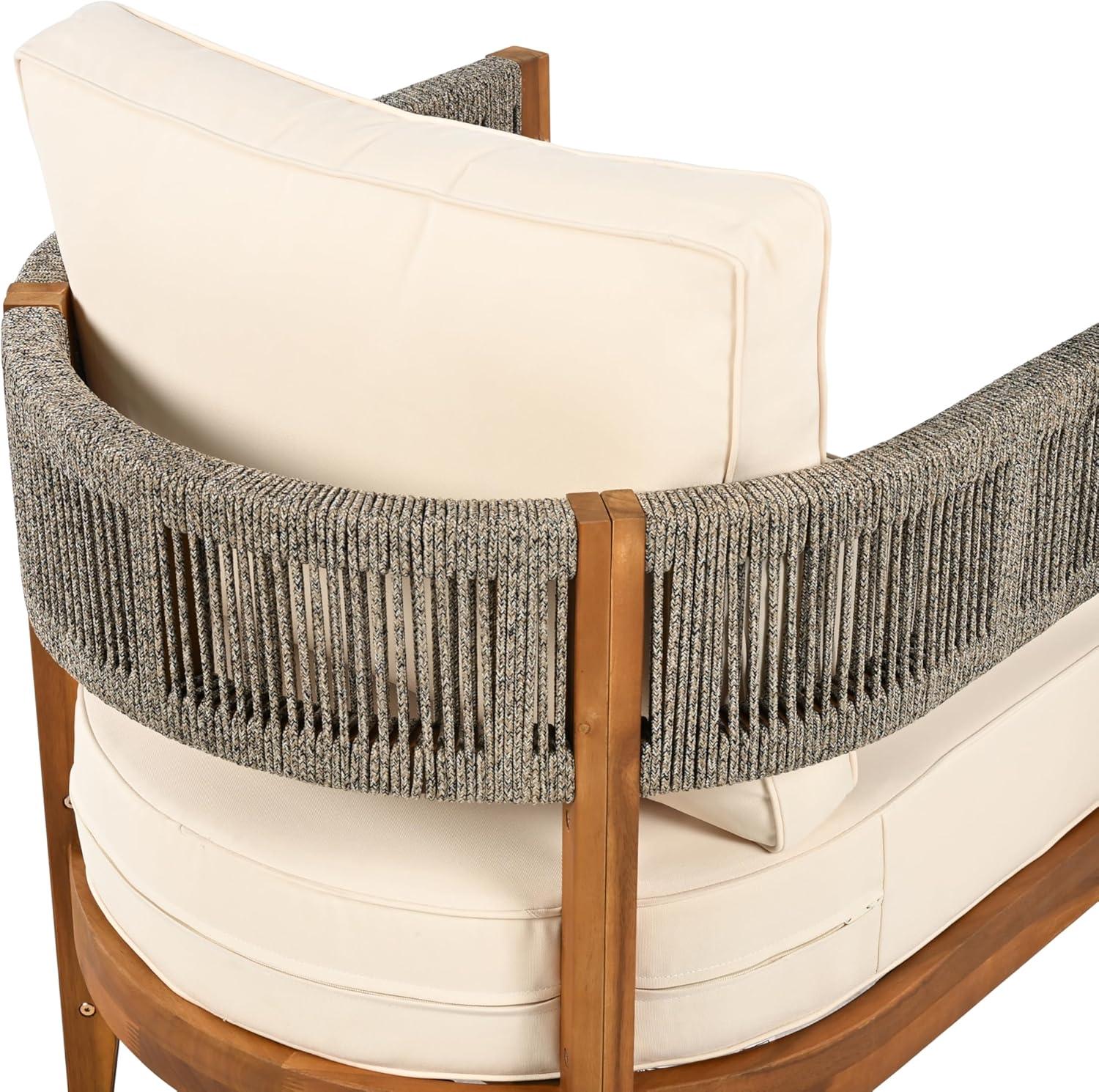 image:imageChristopher Knight Home Rekker Acacia Wood Outdoor Club Chair Patio Accent Chair with Removable Cushion Patio Furniture Set Comfy Reading Chair Wooden Single Lounge Sofa TeakBeige