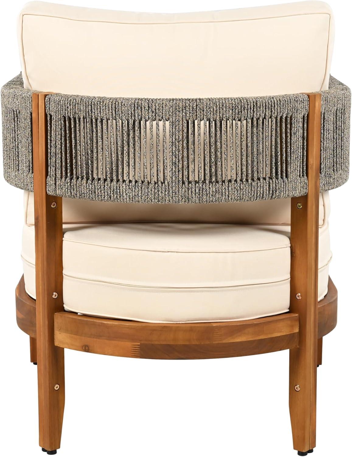 image:imageChristopher Knight Home Rekker Acacia Wood Outdoor Club Chair Patio Accent Chair with Removable Cushion Patio Furniture Set Comfy Reading Chair Wooden Single Lounge Sofa TeakBeige