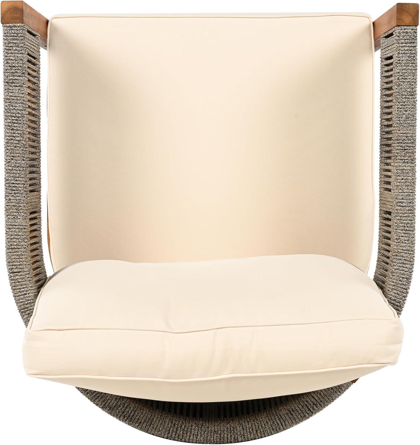 image:imageChristopher Knight Home Rekker Acacia Wood Outdoor Club Chair Patio Accent Chair with Removable Cushion Patio Furniture Set Comfy Reading Chair Wooden Single Lounge Sofa TeakBeige