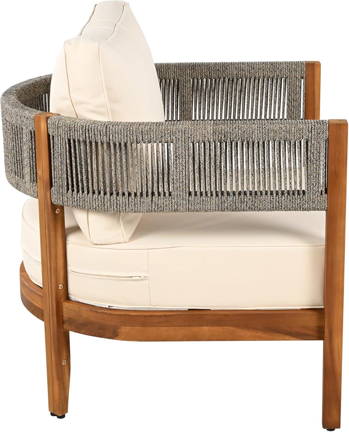 image:imageChristopher Knight Home Rekker Acacia Wood Outdoor Club Chair Patio Accent Chair with Removable Cushion Patio Furniture Set Comfy Reading Chair Wooden Single Lounge Sofa TeakBeige
