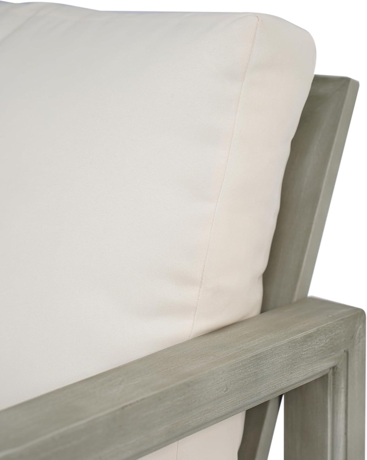 image:imageChristopher Knight Home Shank Patio Club Chair with Removable Cushion Acacia Wood Armchair Outdoor Low Profile Garden Chair Comfy Single Lounge Chair Outdoor for Poolside Beige Light GreyBeige Light Grey