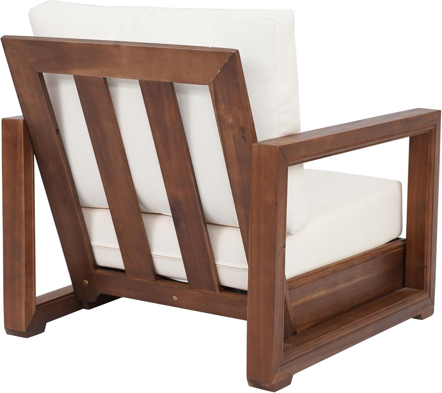 image:imageChristopher Knight Home Shank Patio Club Chair with Removable Cushion Acacia Wood Armchair Outdoor Low Profile Garden Chair Comfy Single Lounge Chair Outdoor for Poolside Beige Light GreyBeige Mocha