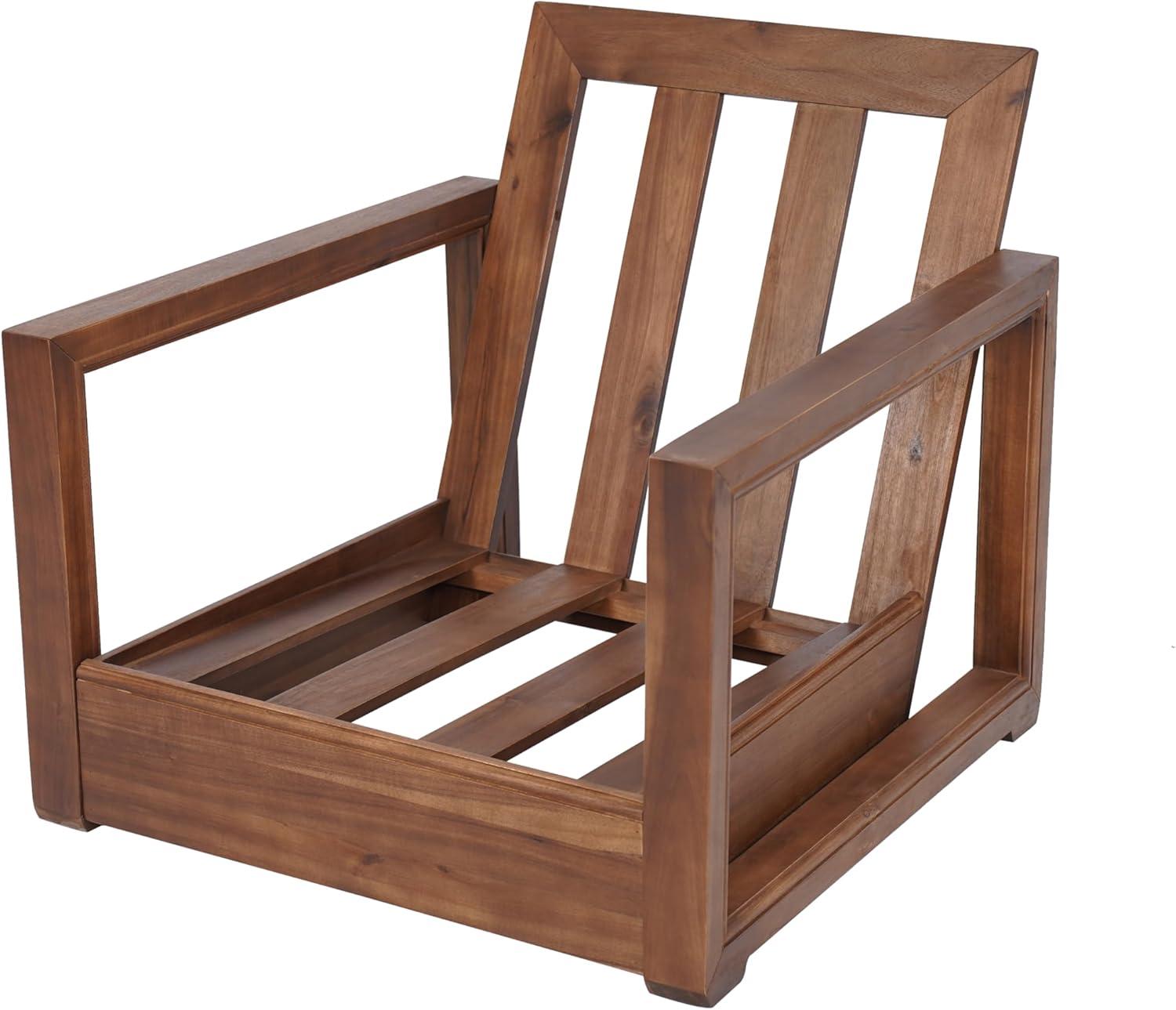 image:imageChristopher Knight Home Shank Patio Club Chair with Removable Cushion Acacia Wood Armchair Outdoor Low Profile Garden Chair Comfy Single Lounge Chair Outdoor for Poolside Beige Light GreyBeige Mocha