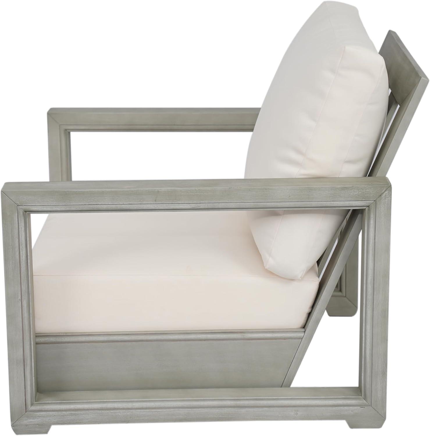 image:imageChristopher Knight Home Shank Patio Club Chair with Removable Cushion Acacia Wood Armchair Outdoor Low Profile Garden Chair Comfy Single Lounge Chair Outdoor for Poolside Beige Light GreyBeige Light Grey