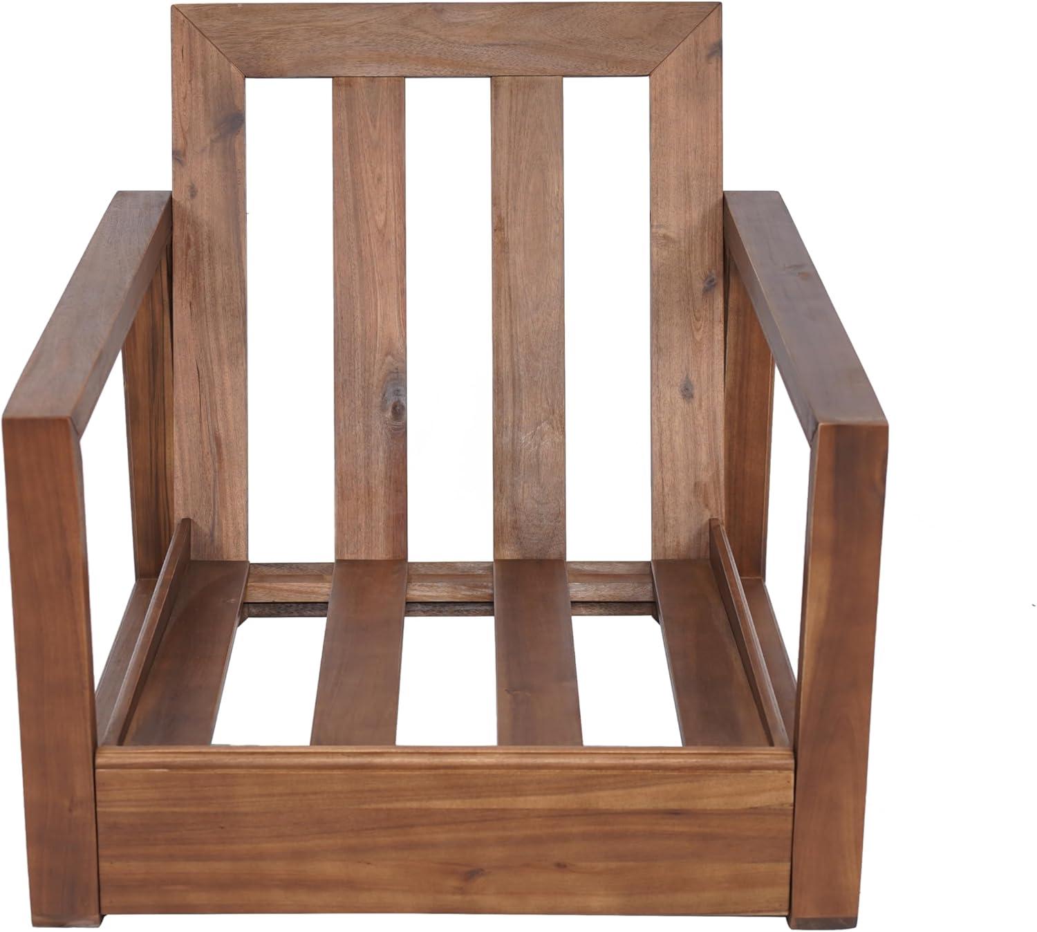 image:imageChristopher Knight Home Shank Patio Club Chair with Removable Cushion Acacia Wood Armchair Outdoor Low Profile Garden Chair Comfy Single Lounge Chair Outdoor for Poolside Beige Light GreyBeige Mocha