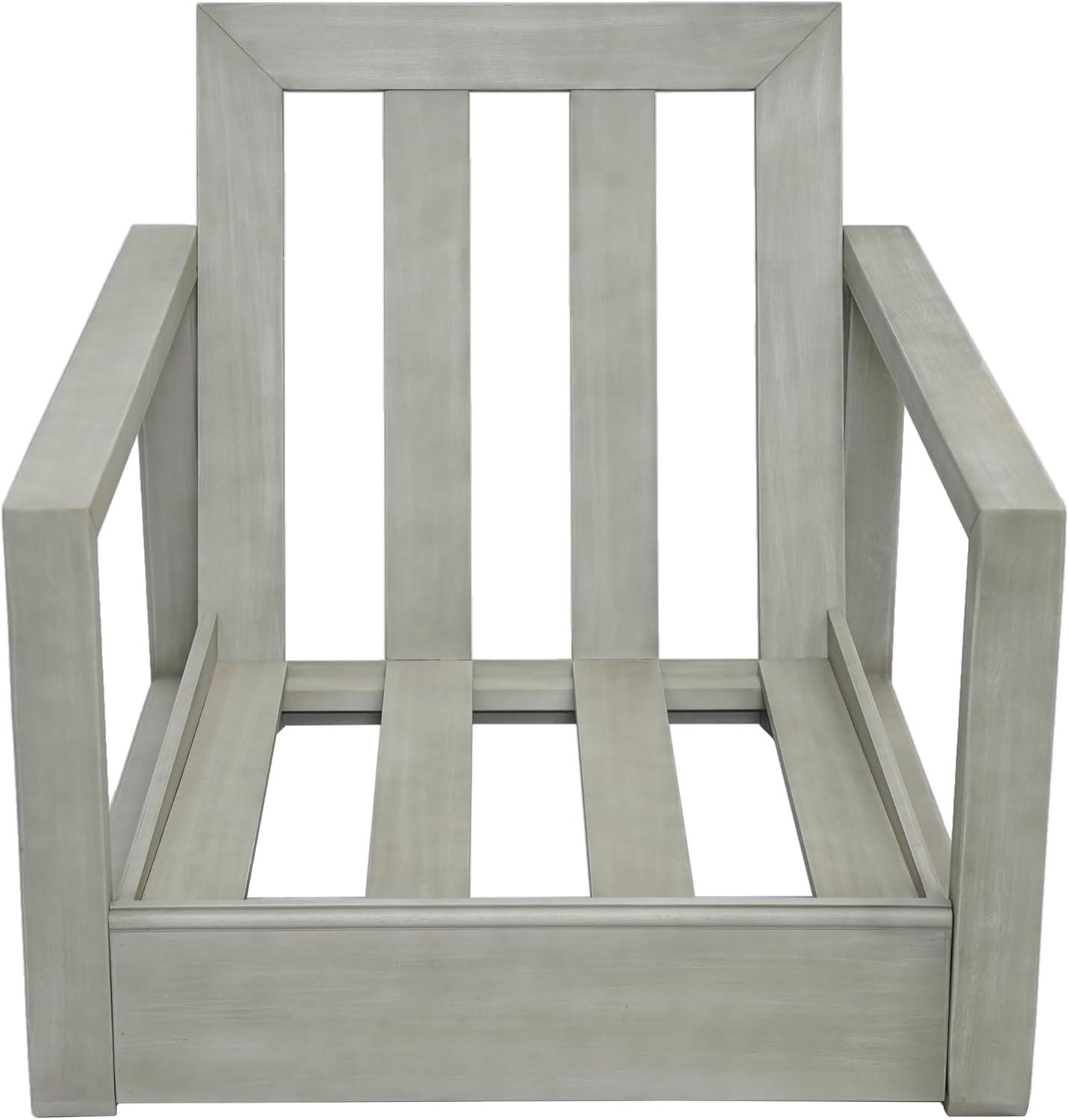 image:imageChristopher Knight Home Shank Patio Club Chair with Removable Cushion Acacia Wood Armchair Outdoor Low Profile Garden Chair Comfy Single Lounge Chair Outdoor for Poolside Beige Light GreyBeige Light Grey