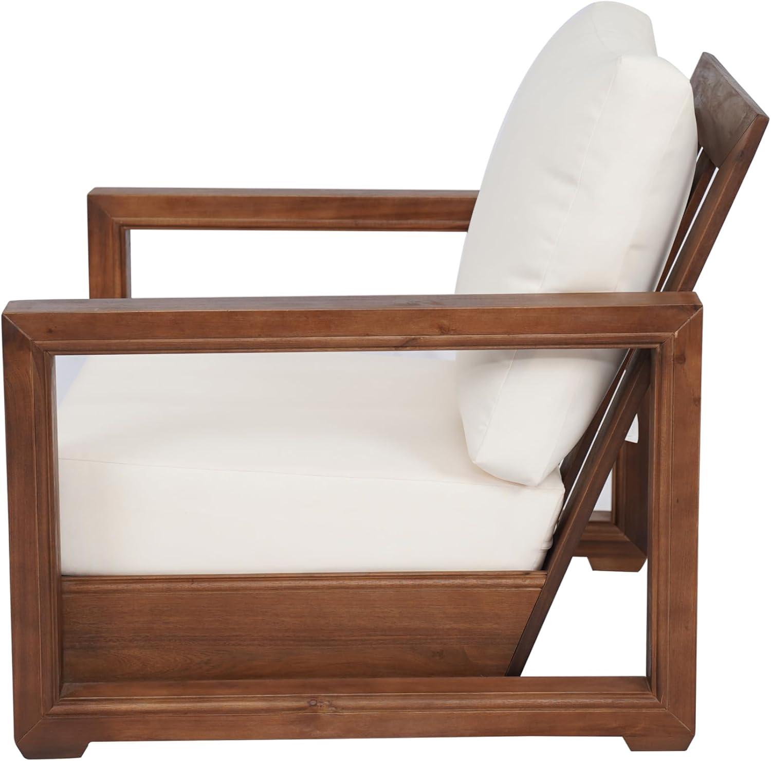 image:imageChristopher Knight Home Shank Patio Club Chair with Removable Cushion Acacia Wood Armchair Outdoor Low Profile Garden Chair Comfy Single Lounge Chair Outdoor for Poolside Beige Light GreyBeige Mocha