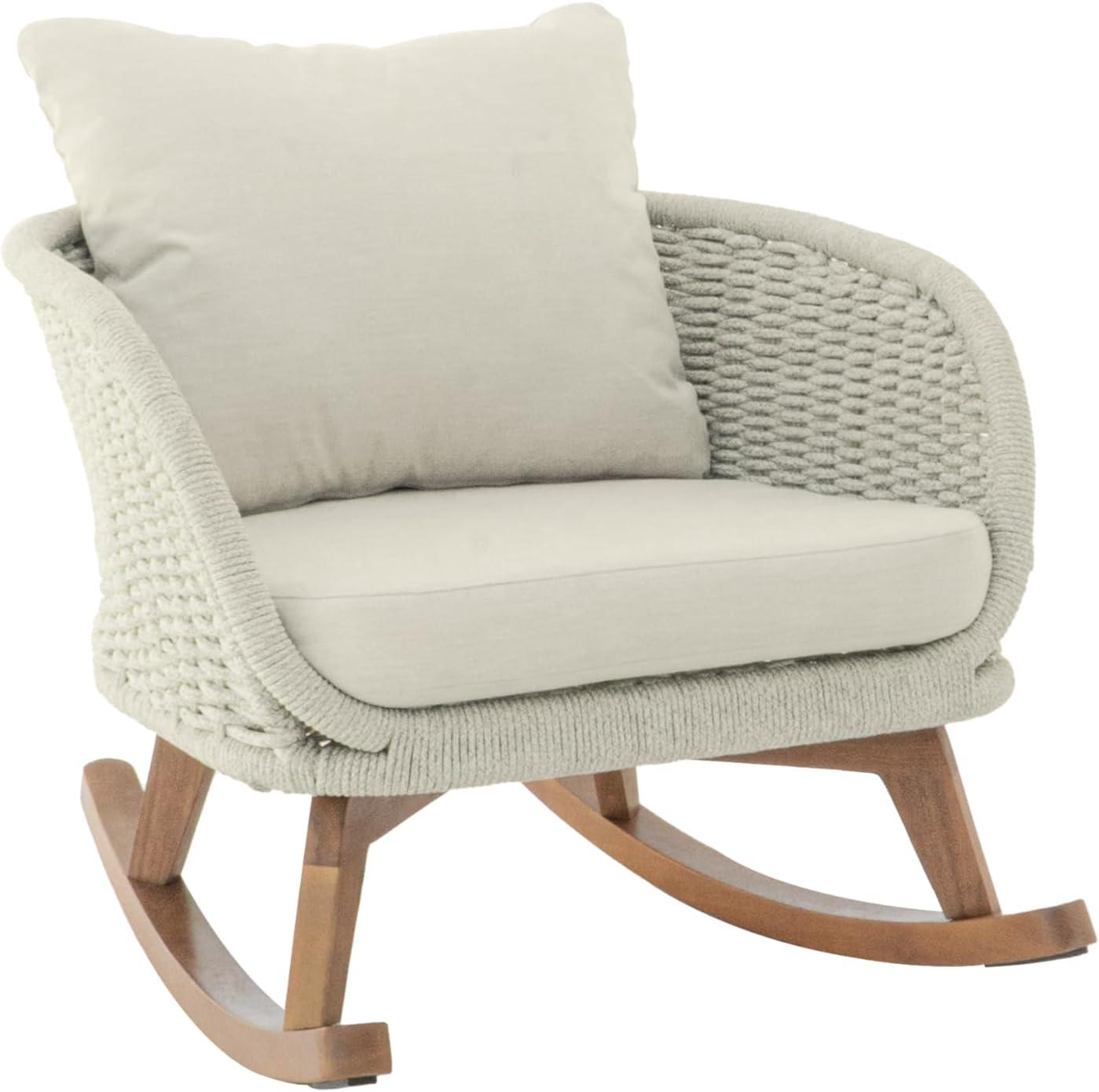 image:imageChristopher Knight Home Siwoo Wooden Frame Outdoor Rocking Chairs Set of 2 Wicker Rocker Chair with Soft Cushions Contemporary Patio Rockers Rocking Chair for IndoorOutdoor Gray NaturalBeige Natural