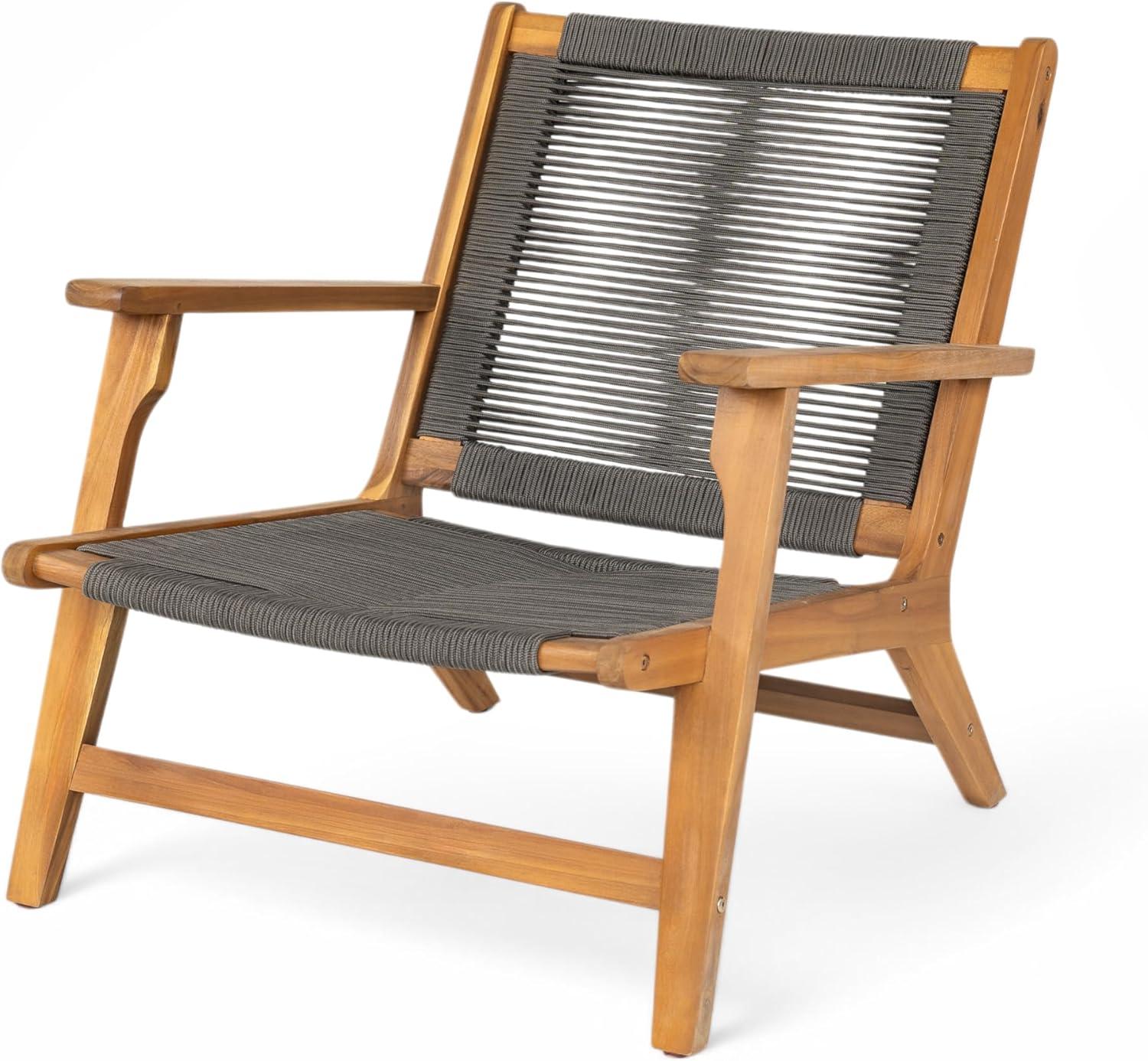 image:imageChristopher Knight Home Veera Patio Chair Set of 2 with Acacia Wood Frame and Handwoven Rope Outdoor Lounge Chair Stylish Outdoor Accent Chair for GardenDeckBackyard Beige Light TeakDark Grey Teak