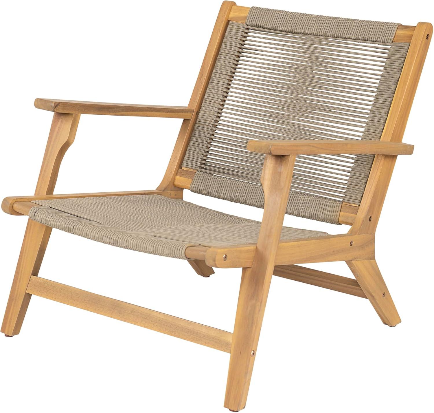 image:imageChristopher Knight Home Veera Patio Chair Set of 2 with Acacia Wood Frame and Handwoven Rope Outdoor Lounge Chair Stylish Outdoor Accent Chair for GardenDeckBackyard Beige Light TeakBeige Light Teak