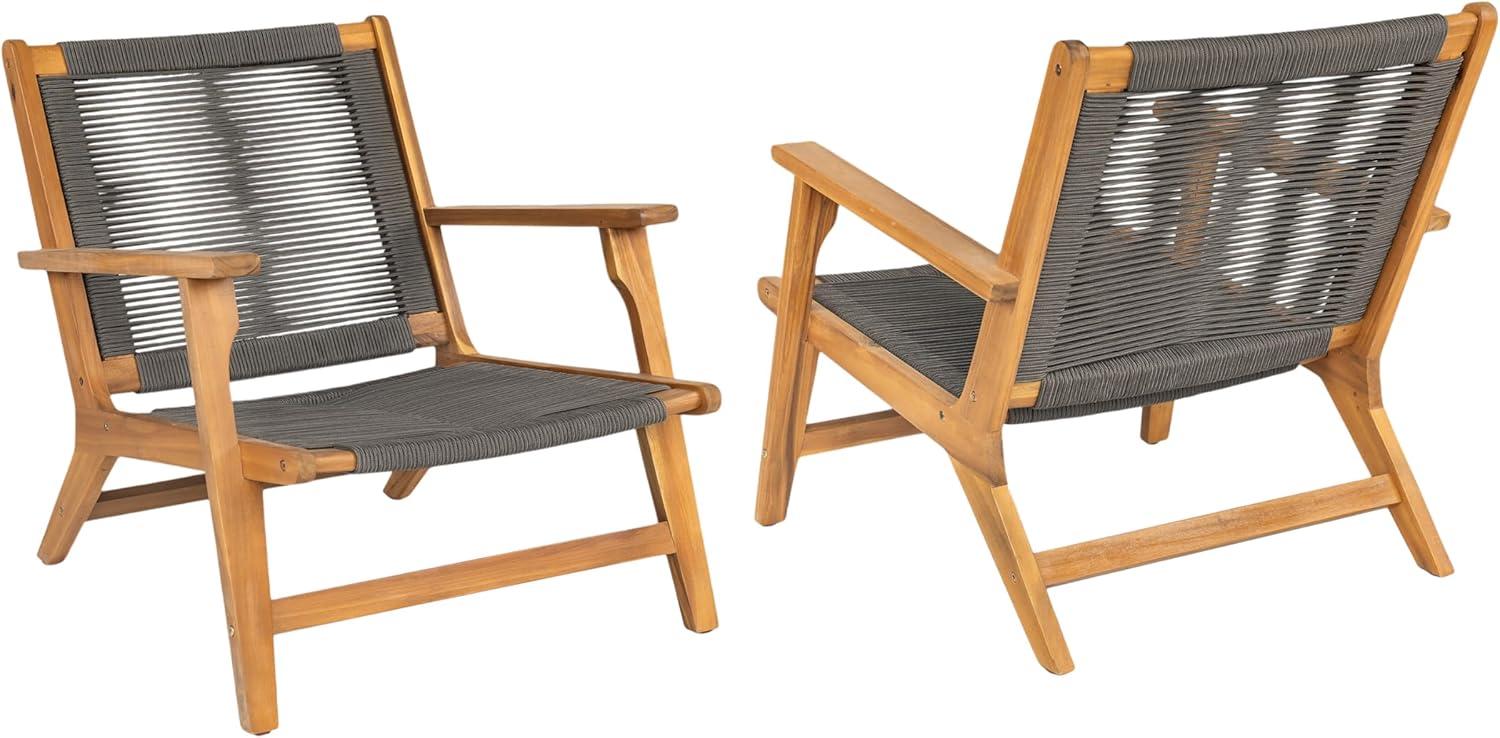 image:imageChristopher Knight Home Veera Patio Chair Set of 2 with Acacia Wood Frame and Handwoven Rope Outdoor Lounge Chair Stylish Outdoor Accent Chair for GardenDeckBackyard Beige Light TeakDark Grey Teak