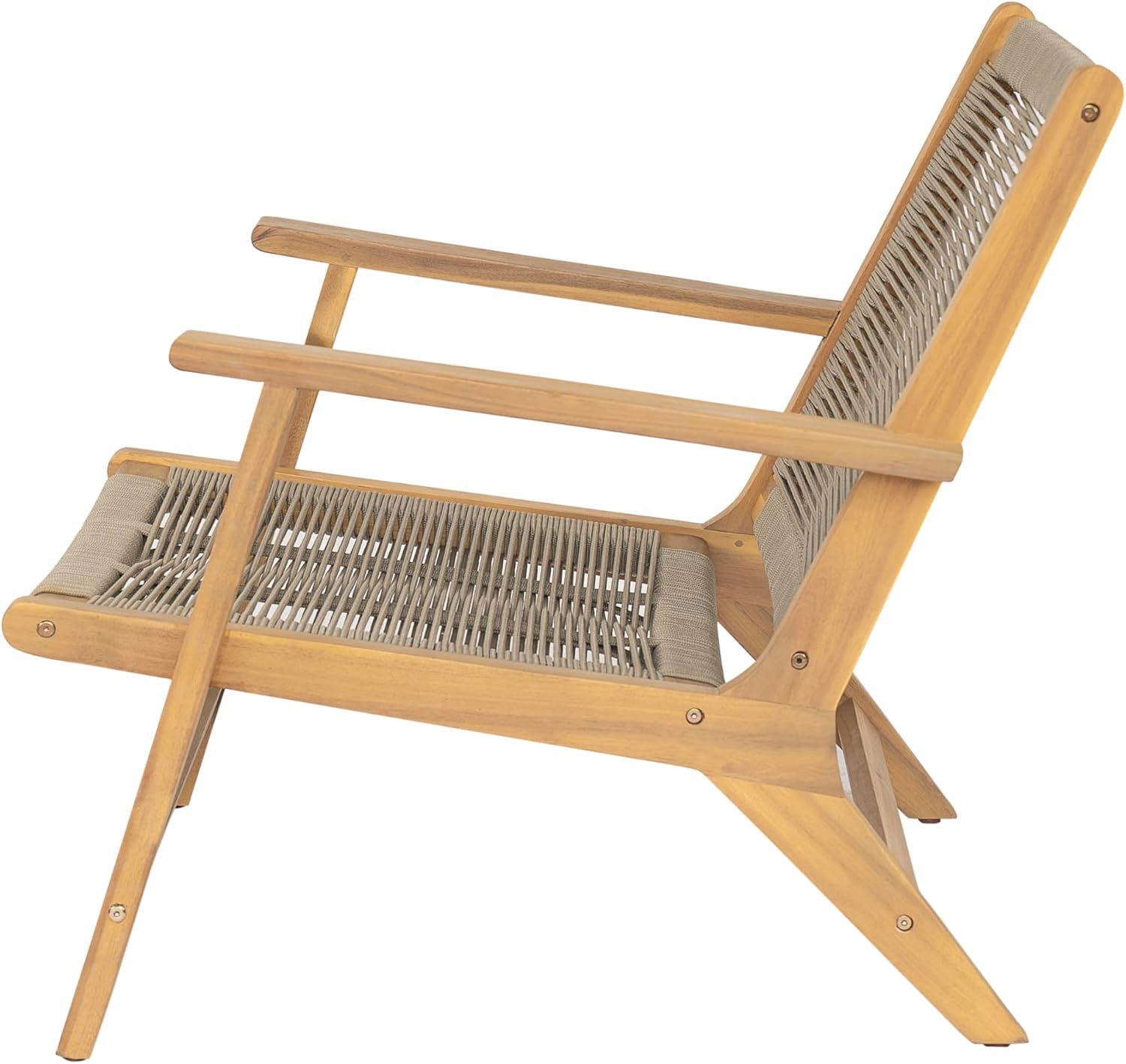 image:imageChristopher Knight Home Veera Patio Chair Set of 2 with Acacia Wood Frame and Handwoven Rope Outdoor Lounge Chair Stylish Outdoor Accent Chair for GardenDeckBackyard Beige Light TeakBeige Light Teak