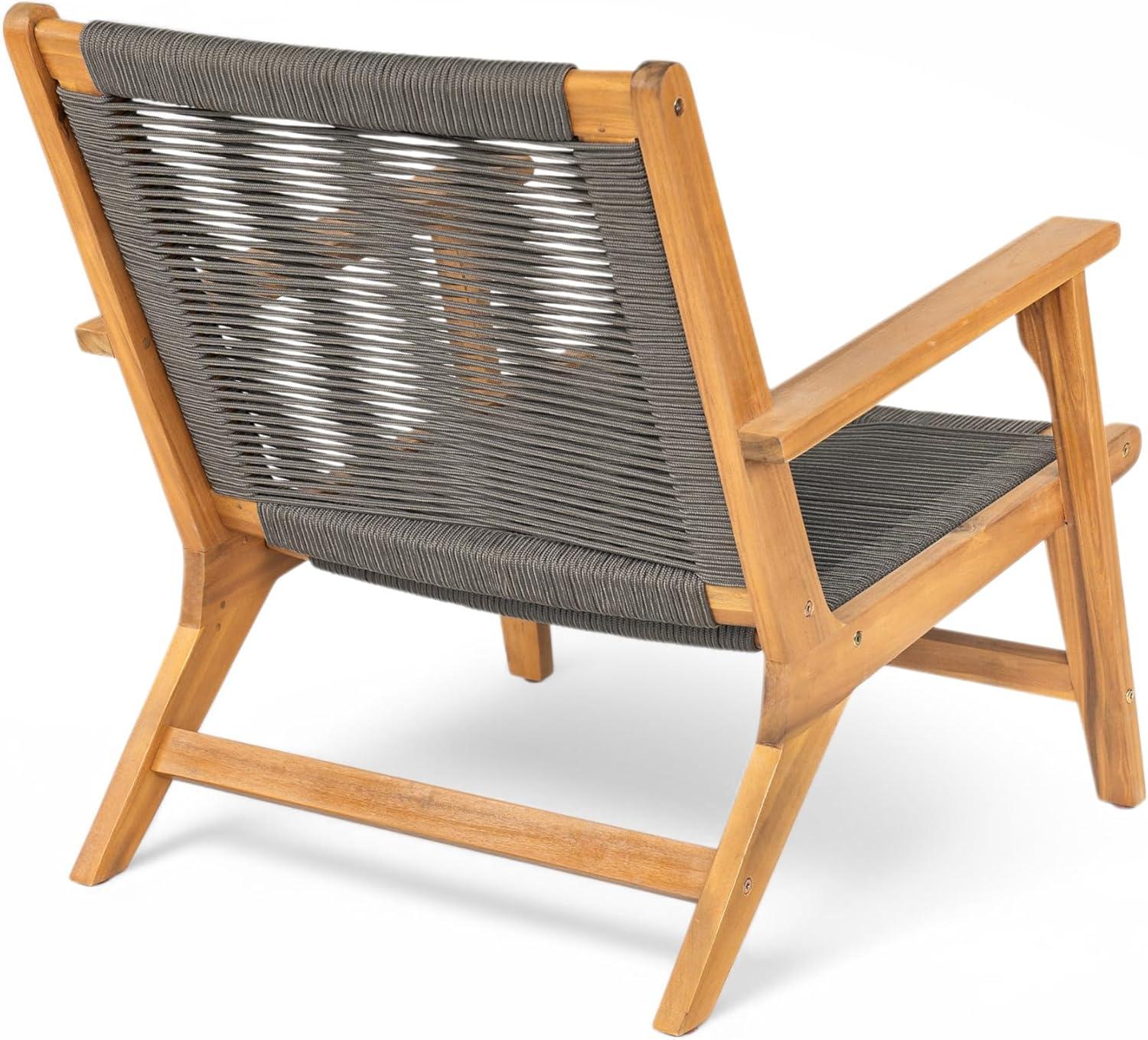 image:imageChristopher Knight Home Veera Patio Chair Set of 2 with Acacia Wood Frame and Handwoven Rope Outdoor Lounge Chair Stylish Outdoor Accent Chair for GardenDeckBackyard Beige Light TeakDark Grey Teak