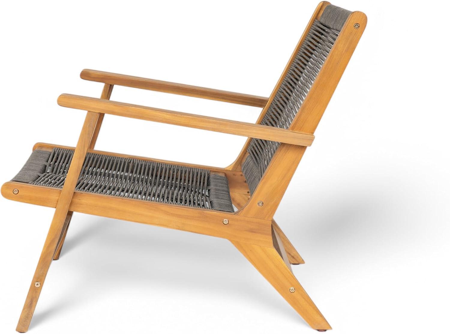 image:imageChristopher Knight Home Veera Patio Chair Set of 2 with Acacia Wood Frame and Handwoven Rope Outdoor Lounge Chair Stylish Outdoor Accent Chair for GardenDeckBackyard Beige Light TeakDark Grey Teak