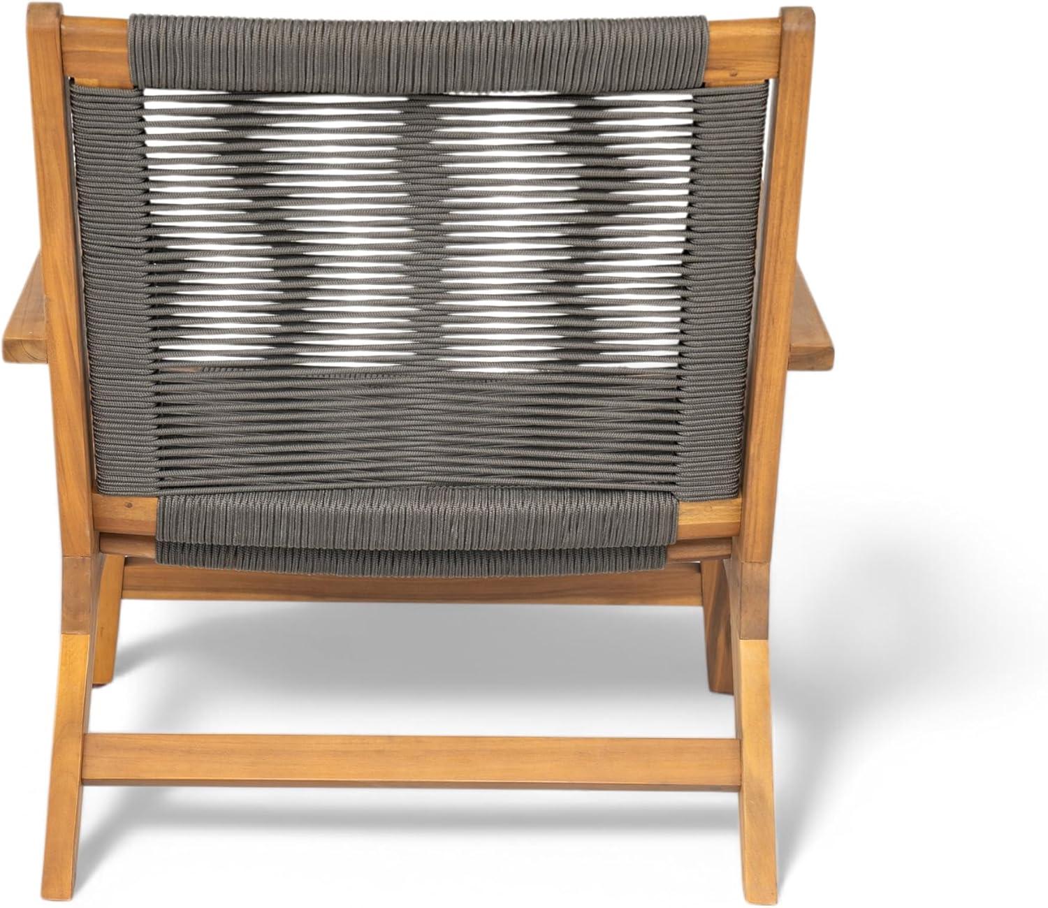 image:imageChristopher Knight Home Veera Patio Chair Set of 2 with Acacia Wood Frame and Handwoven Rope Outdoor Lounge Chair Stylish Outdoor Accent Chair for GardenDeckBackyard Beige Light TeakDark Grey Teak