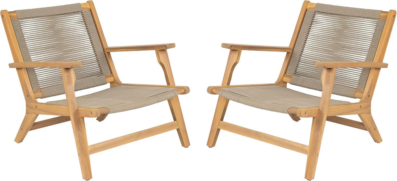 image:imageChristopher Knight Home Veera Patio Chair Set of 2 with Acacia Wood Frame and Handwoven Rope Outdoor Lounge Chair Stylish Outdoor Accent Chair for GardenDeckBackyard Beige Light TeakBeige Light Teak