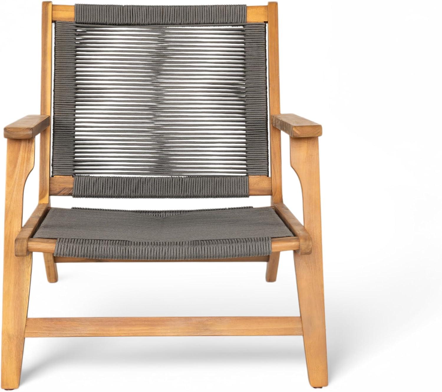 image:imageChristopher Knight Home Veera Patio Chair Set of 2 with Acacia Wood Frame and Handwoven Rope Outdoor Lounge Chair Stylish Outdoor Accent Chair for GardenDeckBackyard Beige Light TeakDark Grey Teak
