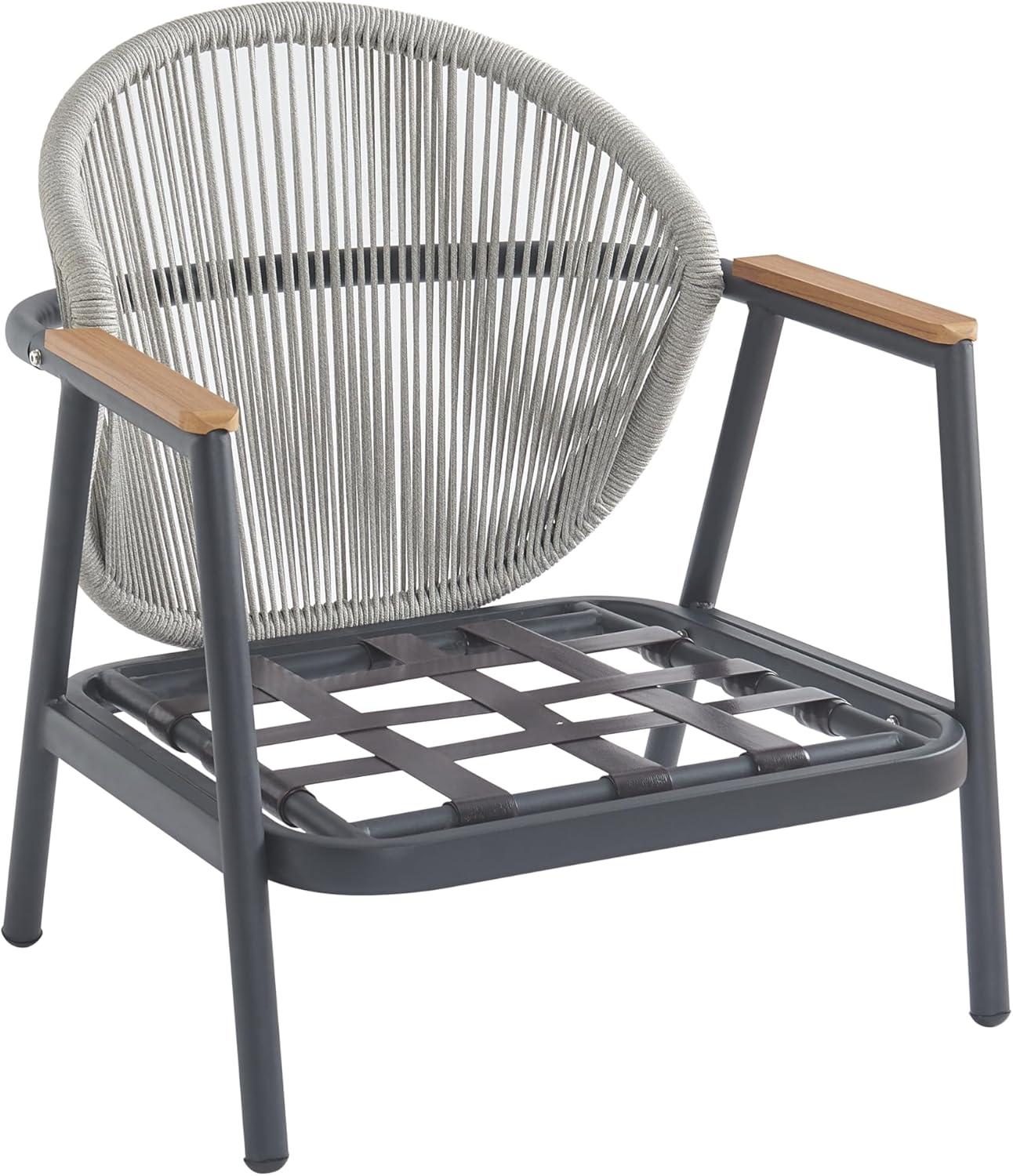 image:imageChristopher Knight Home Vine Iron Patio Club Chair Outdoor Accent Chair with Cushions Wooden Patio Armchair Ergonomic Comfy Reading Chair for Balcony Backyard Garden Dark GreyGrey