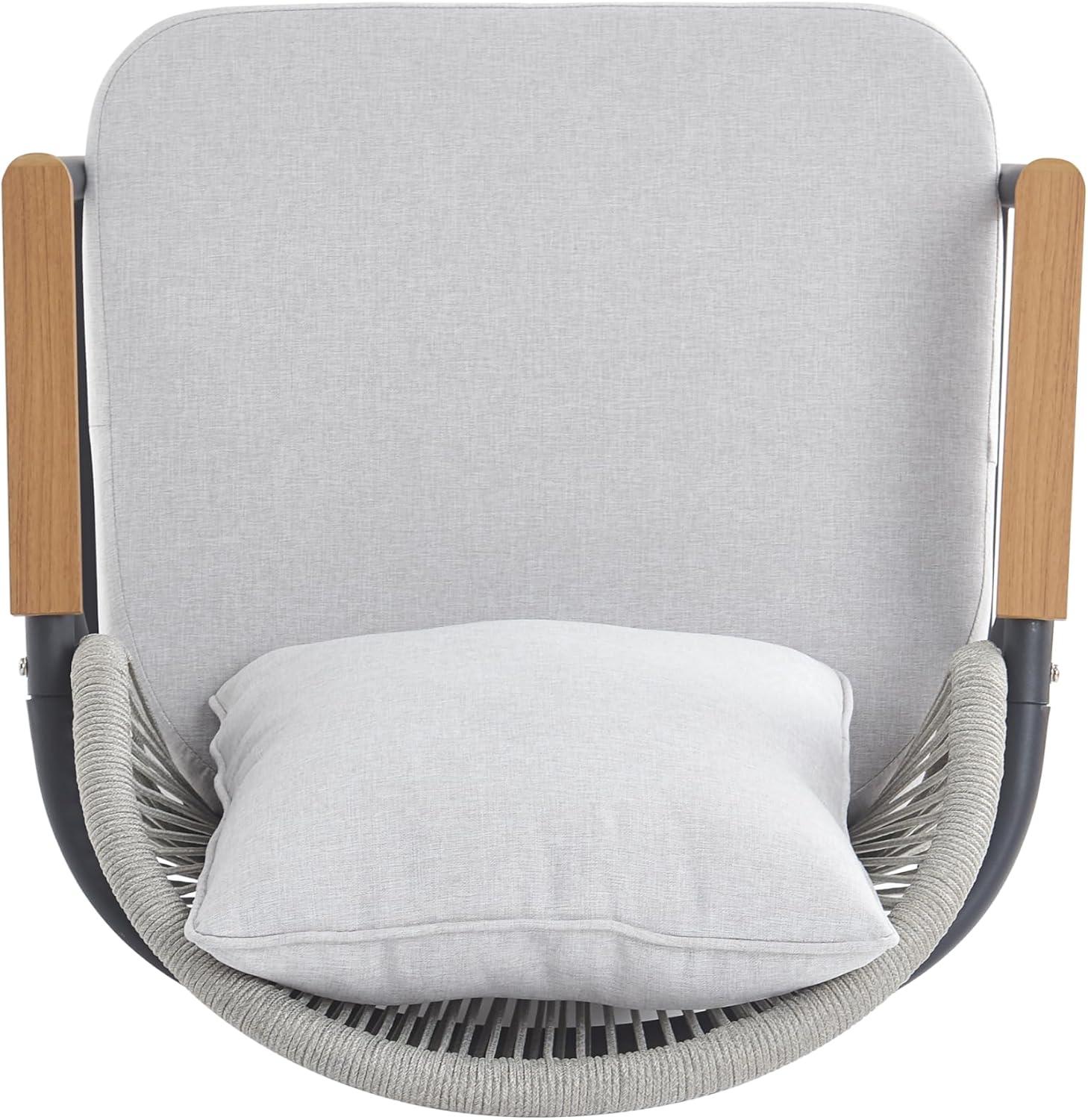 image:imageChristopher Knight Home Vine Iron Patio Club Chair Outdoor Accent Chair with Cushions Wooden Patio Armchair Ergonomic Comfy Reading Chair for Balcony Backyard Garden Dark GreyGrey