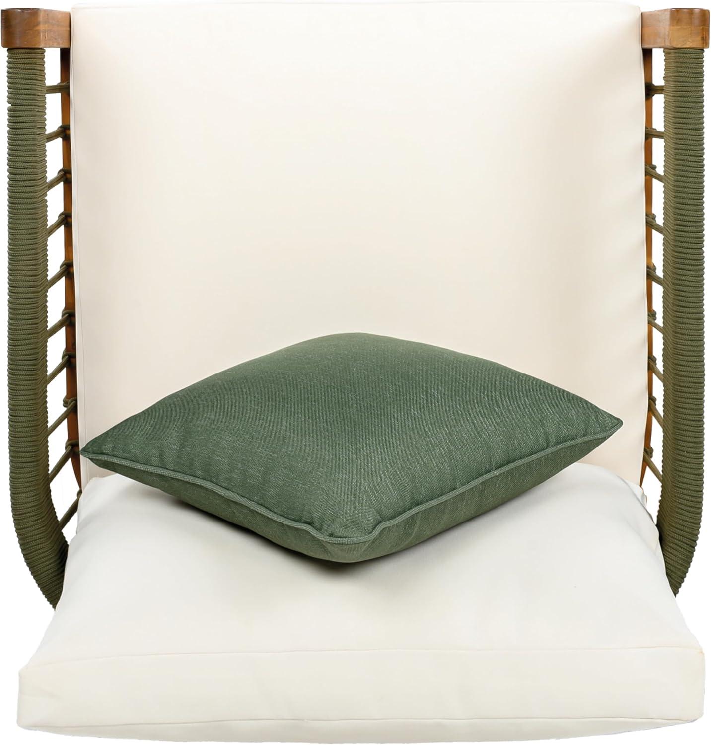 image:imageChristopher Knight Home Vinny Outdoor Accent Chair Acacia Wood Club Chair Handwoven Rope Armchair with Removable Cushions Comfort Seating Single Reading Sofa for Garden Backyard Porch GreenBeigeGreenbeige
