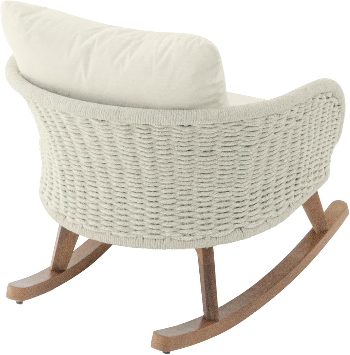 image:imageChristopher Knight Home Yusi Wooden Frame Rocking Chair Outdoor Wicker Rocker Chair with Soft Cushions Contemporary Patio Rockers Rocking Accent Chair for IndoorOutdoor Gray NaturalBeige Natural