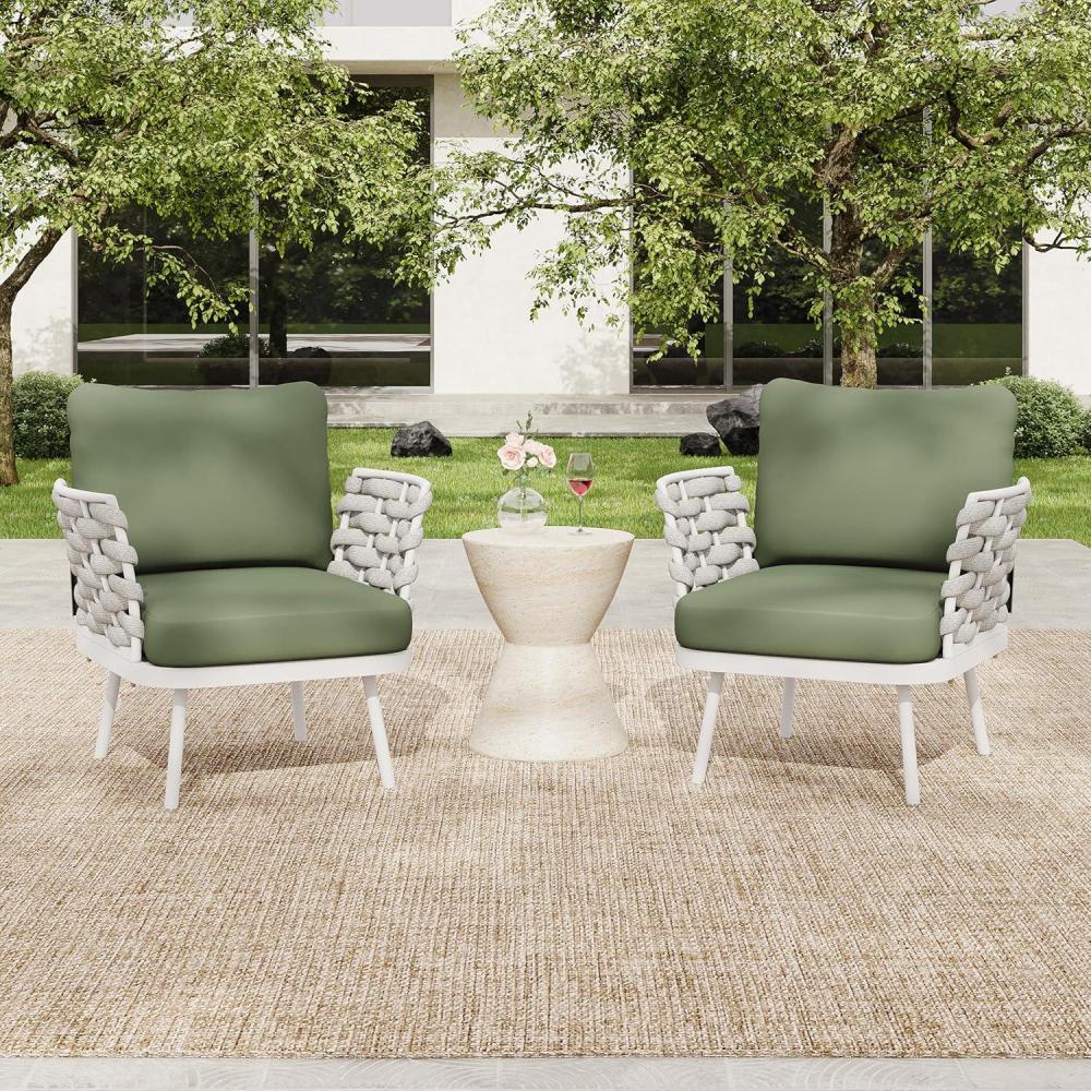 image:imageChristopher Knight Home Camber Set of 2 Outdoor Club Chair with Cushion Metal Lounge Chair Outdoor Patio Furniture Set for 2 Comfy Reating Armchair for Garden Backyard GreyWhitegreen