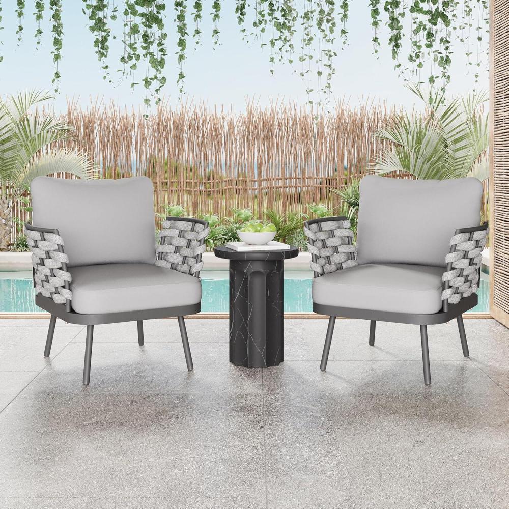image:imageChristopher Knight Home Camber Set of 2 Outdoor Club Chair with Cushion Metal Lounge Chair Outdoor Patio Furniture Set for 2 Comfy Reating Armchair for Garden Backyard GreyGrey