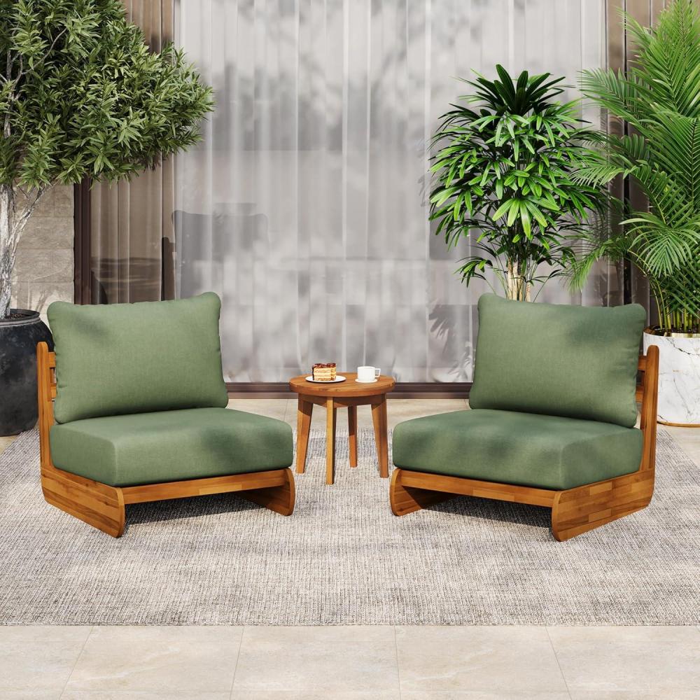 image:imageChristopher Knight Home Hopi Set of 2 Outdoor Club Chair with Water Resistant Acacia Wood Lounge Chair Outdoor Patio Low Profile Accent Chairs Comfy Reading Chairs for Garden Backyard Teak GreenTeak Green